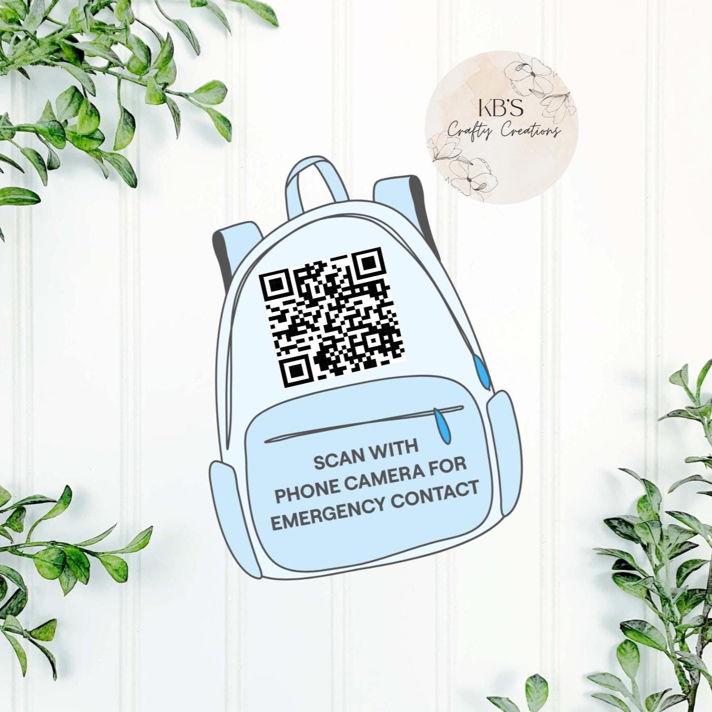 Back To School Emergency QR Code Backpack Keyring