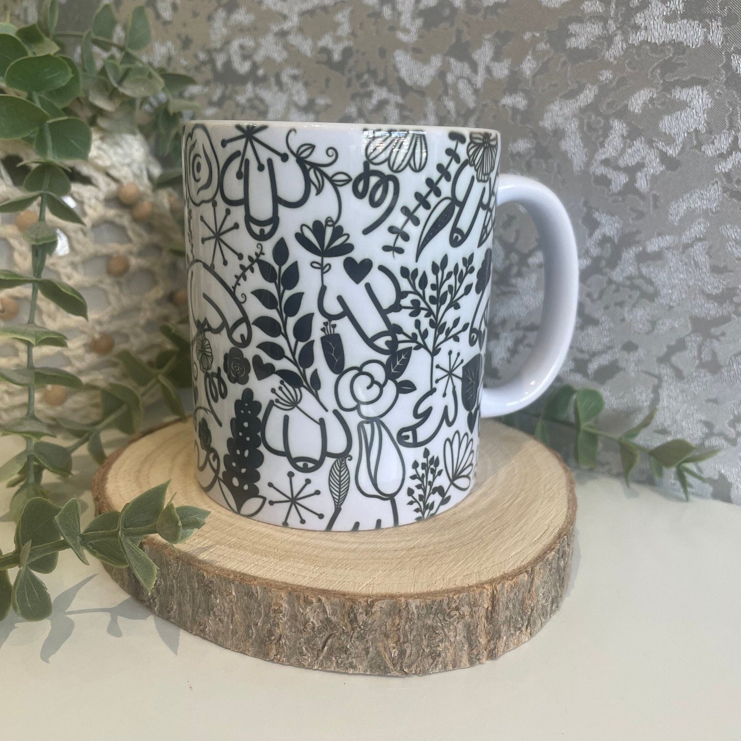 Funny Novelty Willy & Flowers Mug