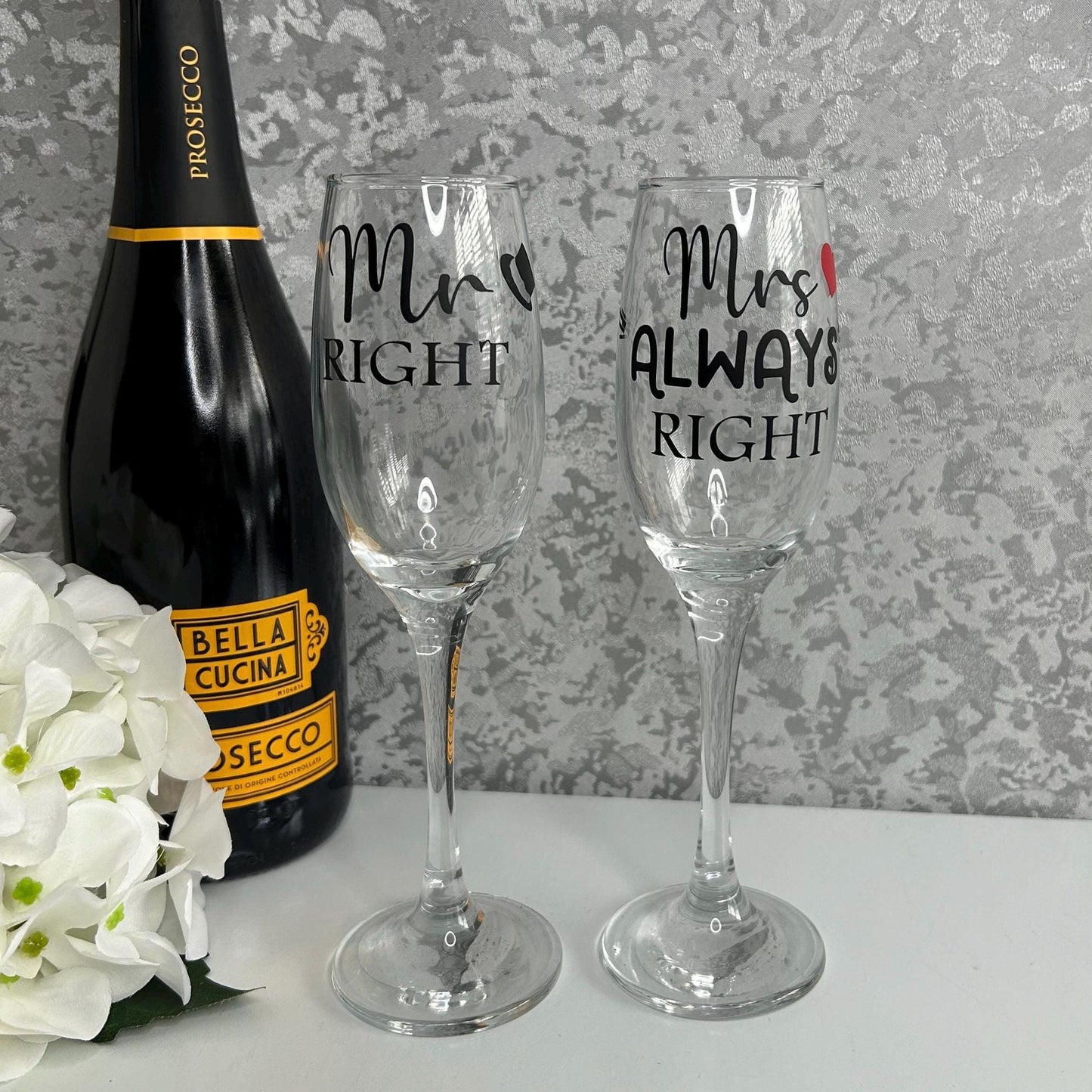Mr Right & Mrs Always Right Champagne Glasses