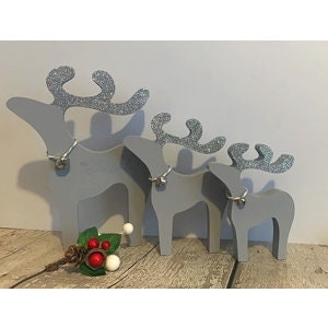 Set of Three Wooden Family Reindeers