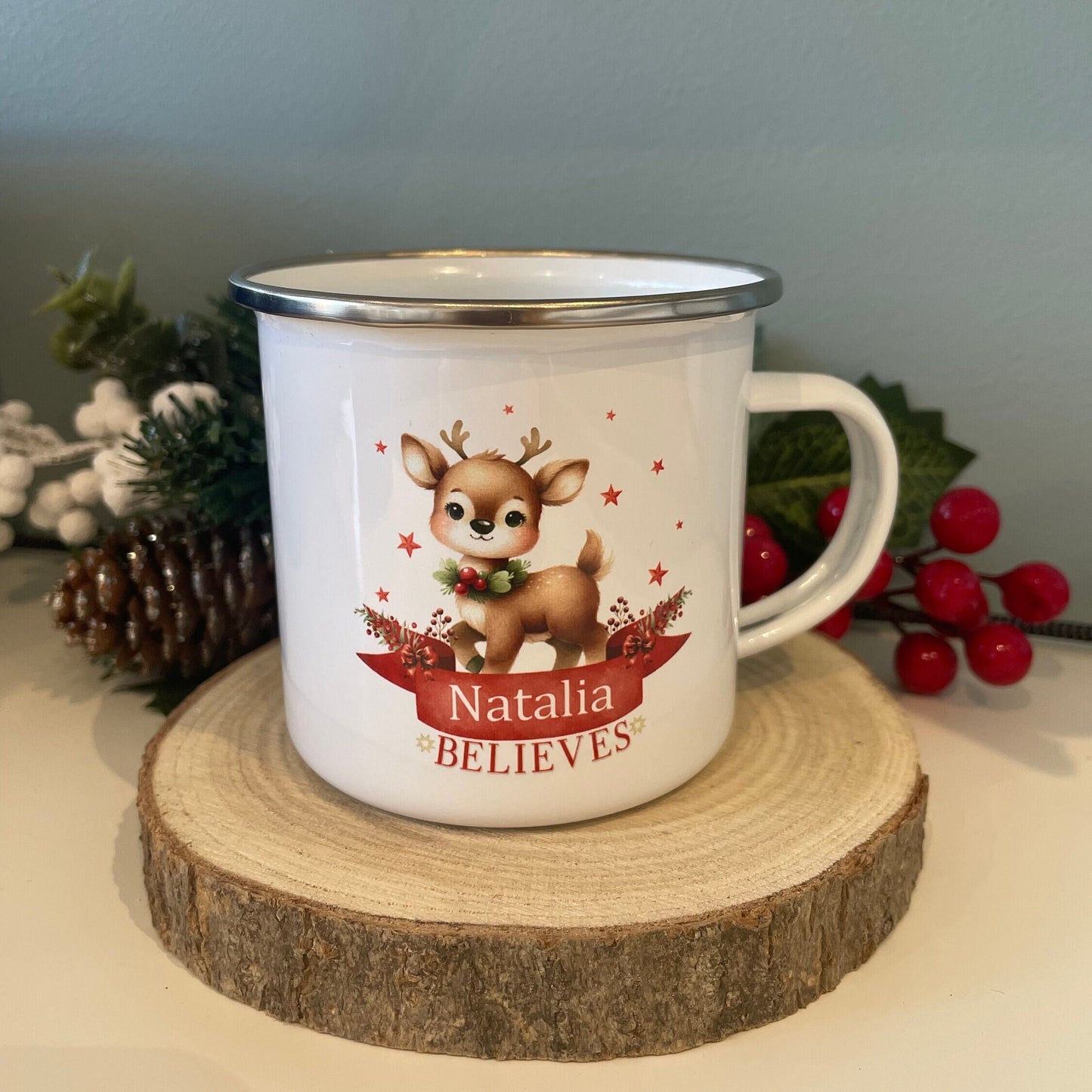 Cute Reindeer - I Believe In Santa Mug