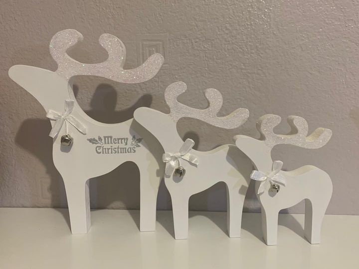 Set of Three Wooden Family Reindeers