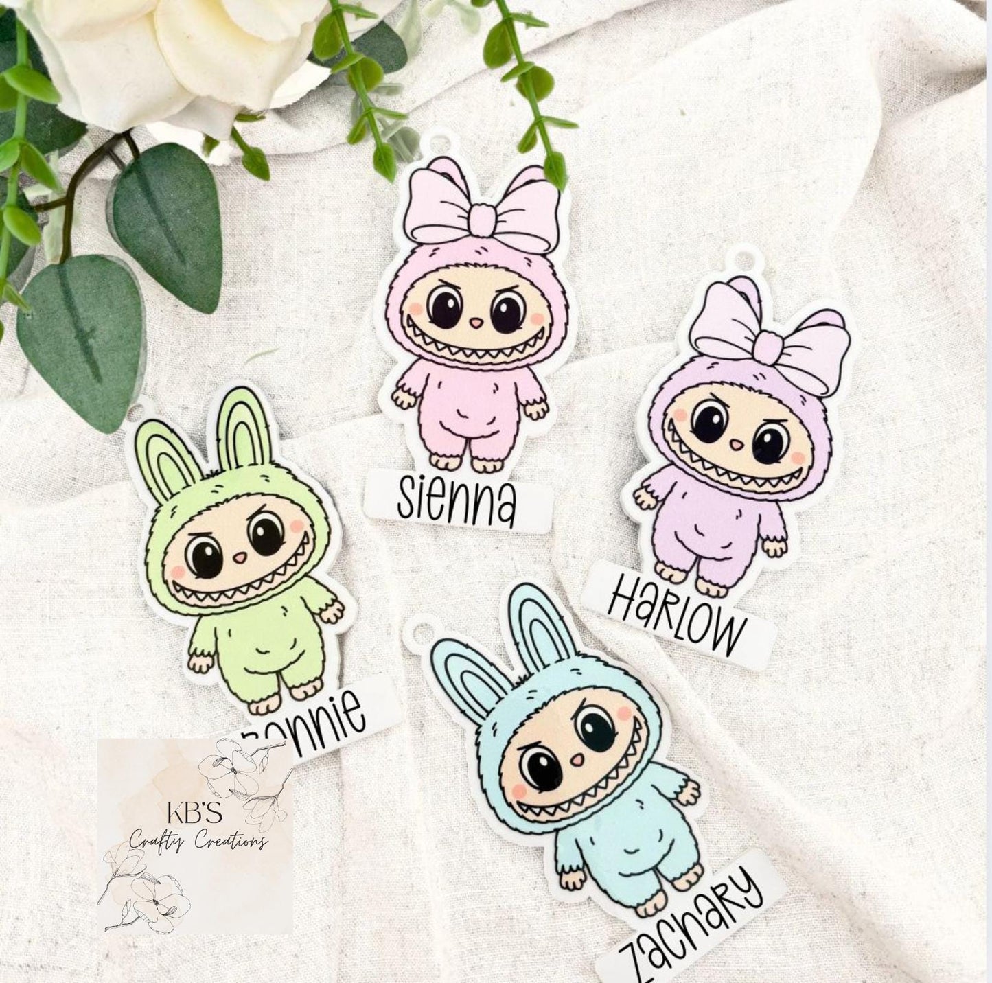 Personalised Labubu Inspired Mini Monster Keyring