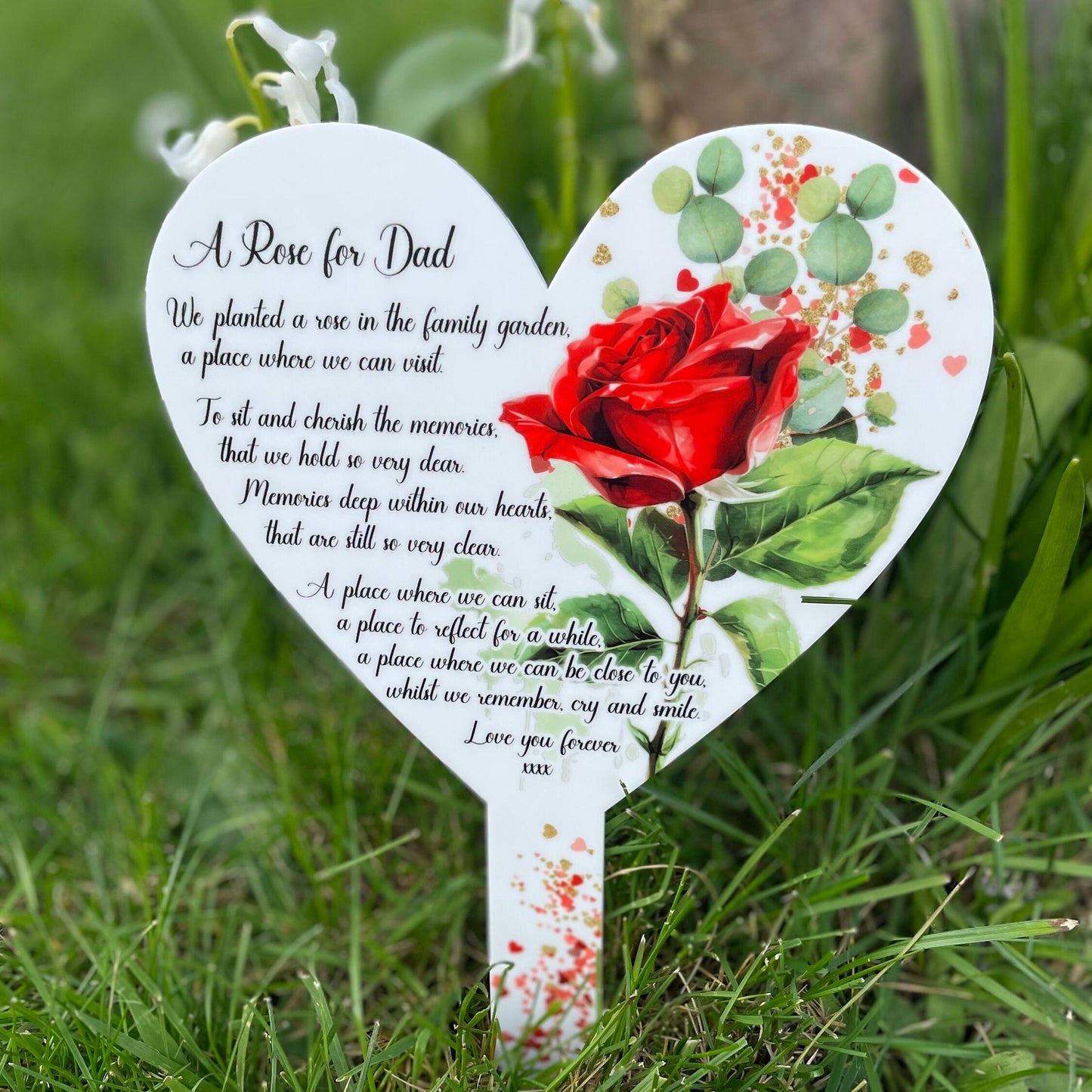 Rose Memorial Poem Heart Grave Marker