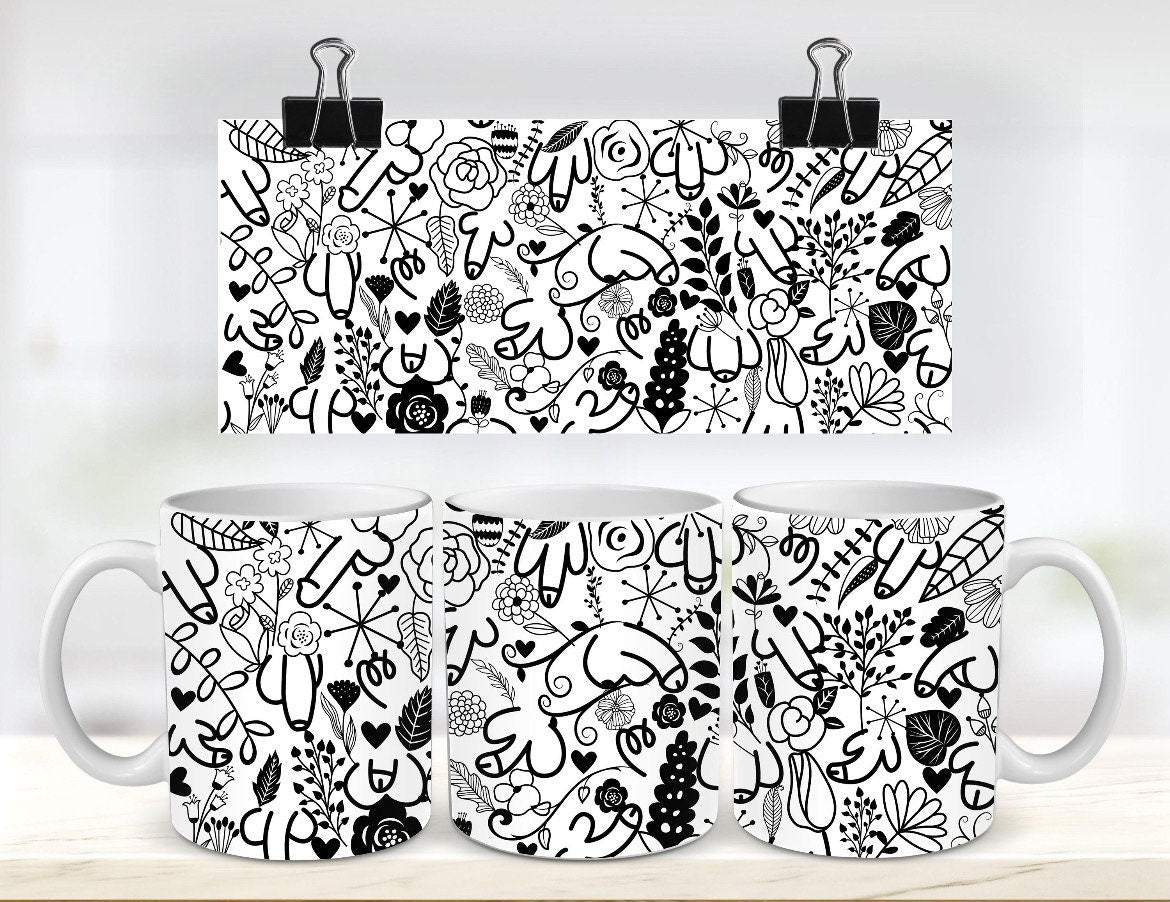 Funny Novelty Willy & Flowers Mug