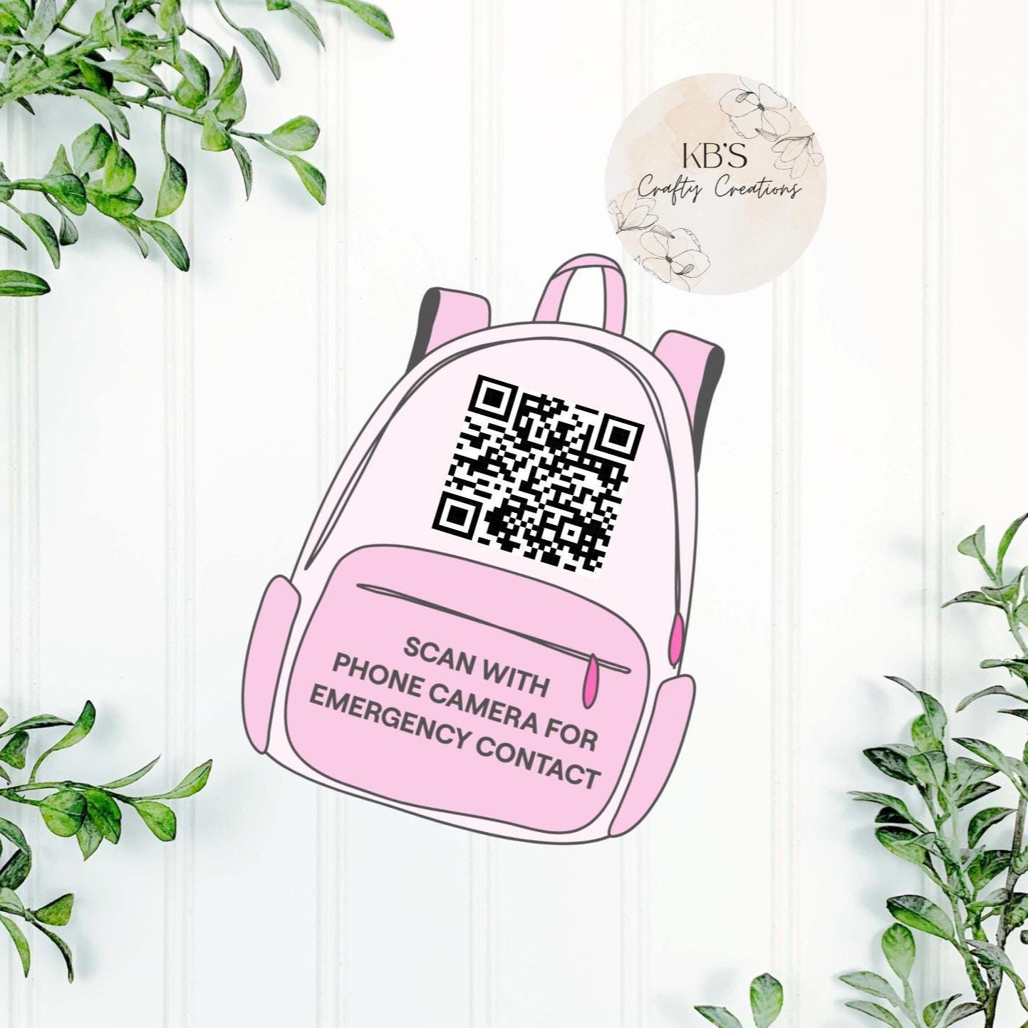 Back To School Emergency QR Code Backpack Keyring