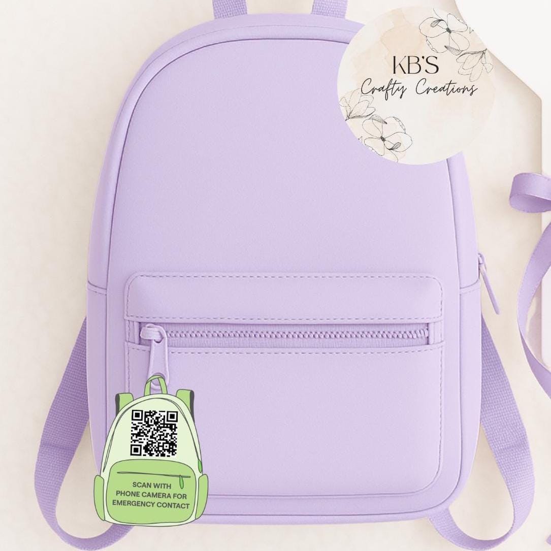 Back To School Emergency QR Code Backpack Keyring