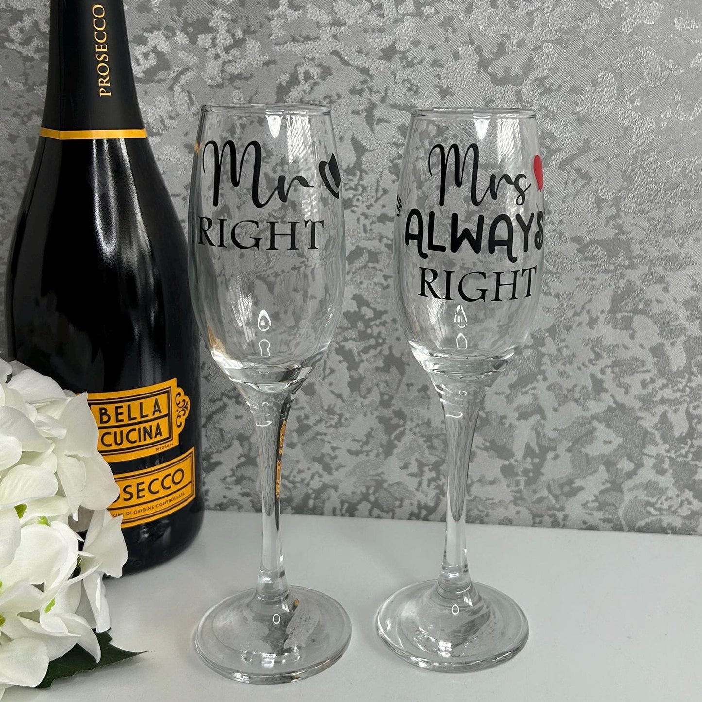 Mr Right & Mrs Always Right Champagne Glasses