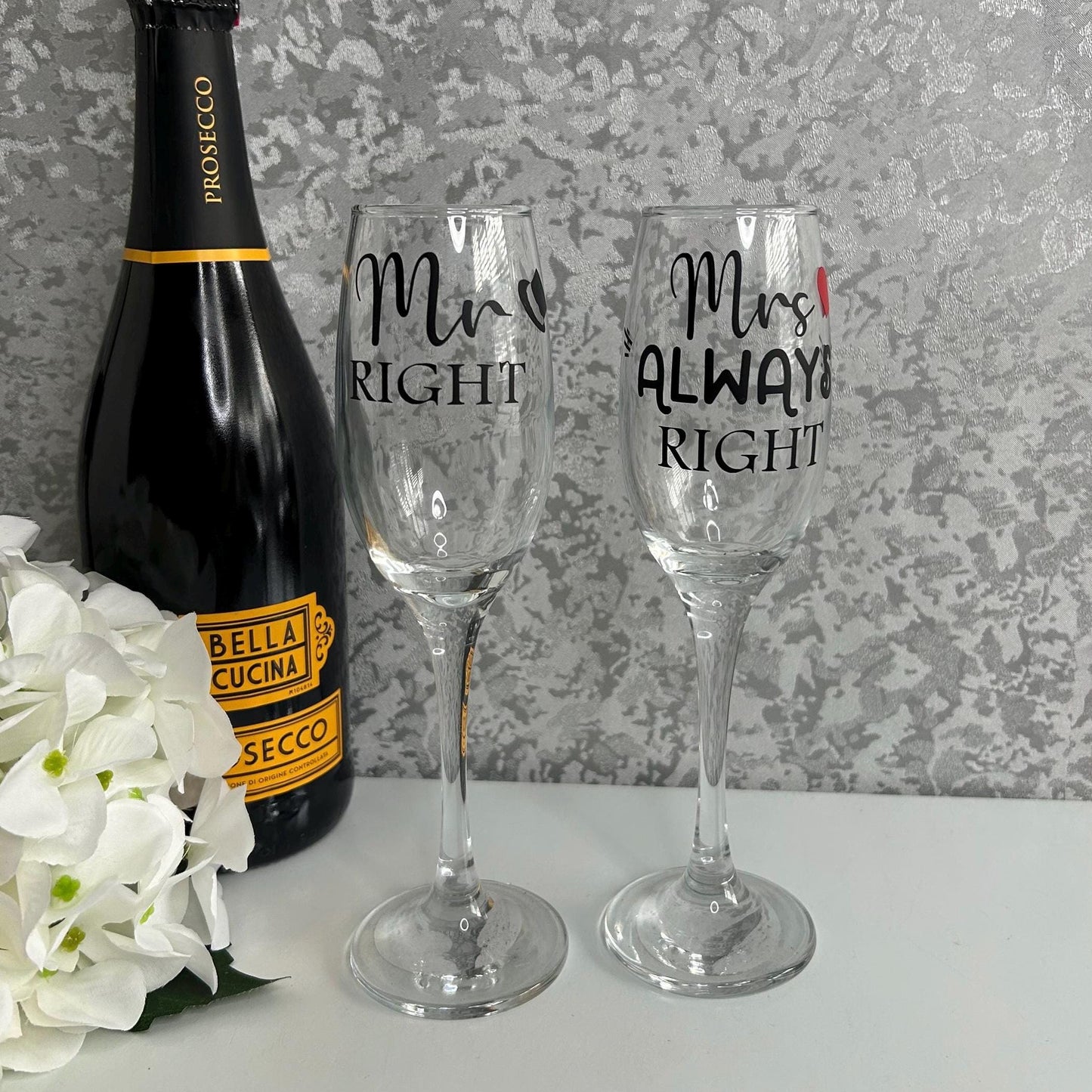 Mr Right & Mrs Always Right Champagne Glasses