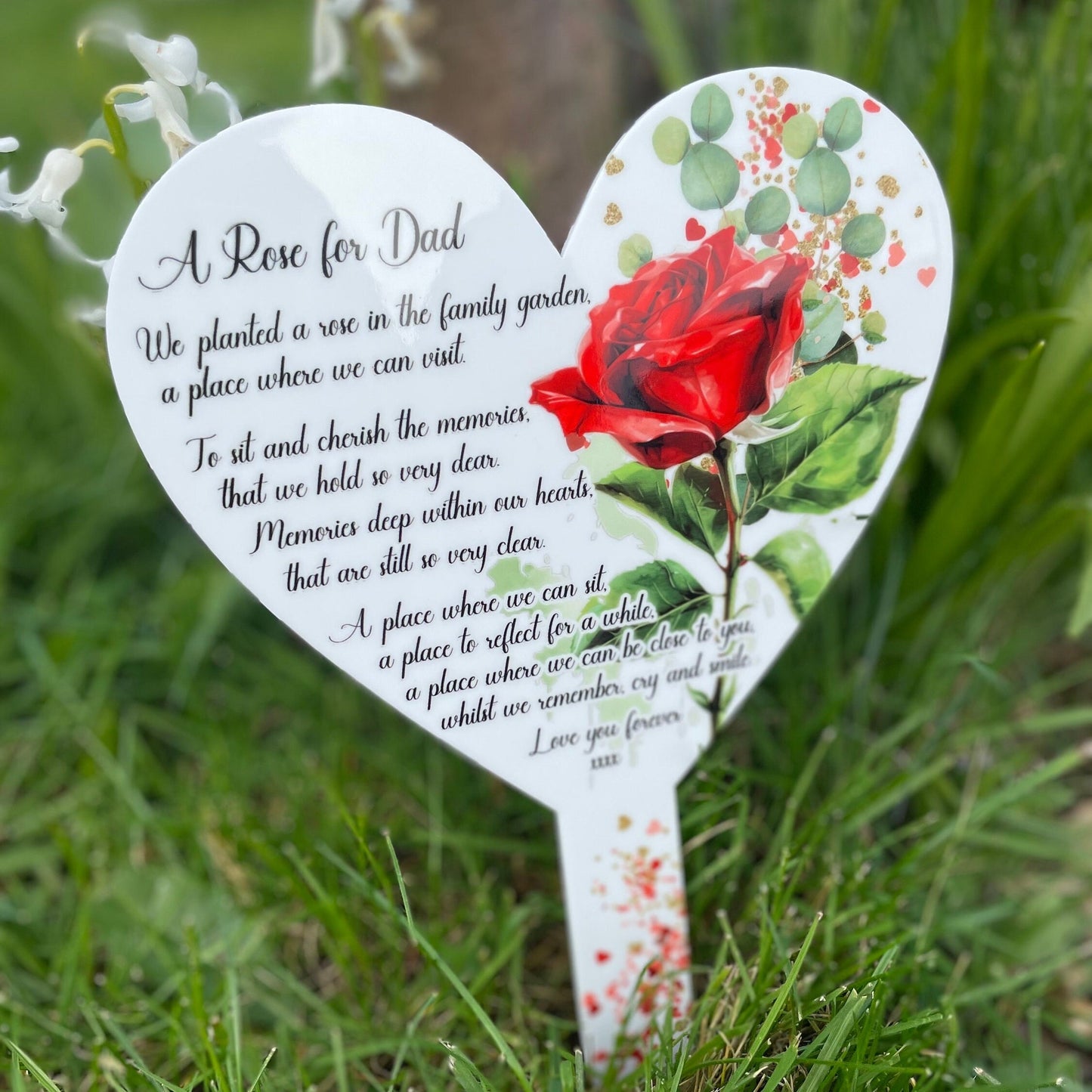 Rose Memorial Poem Heart Grave Marker