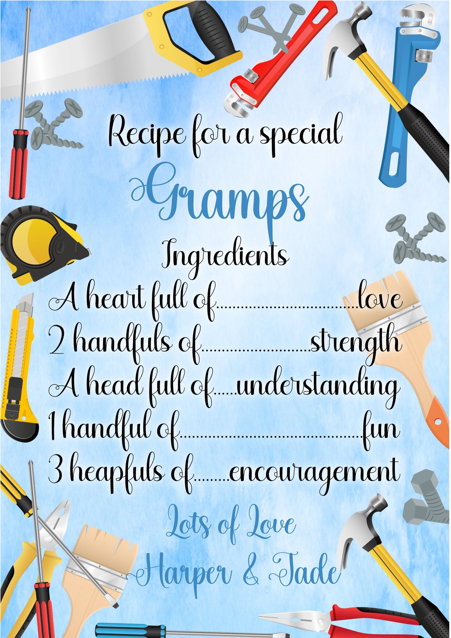 Recipe For A Special Grandad Plaque