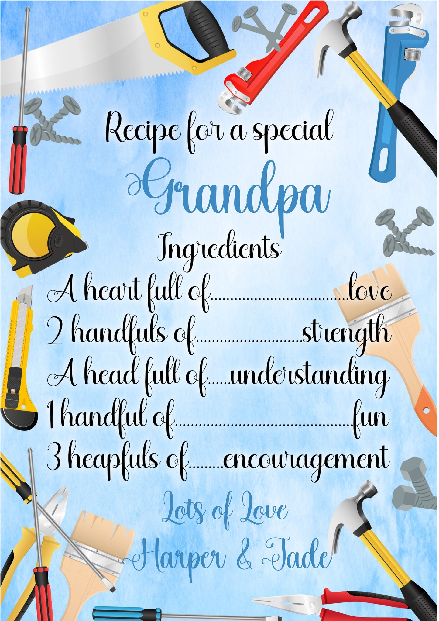 Recipe For A Special Grandad Plaque