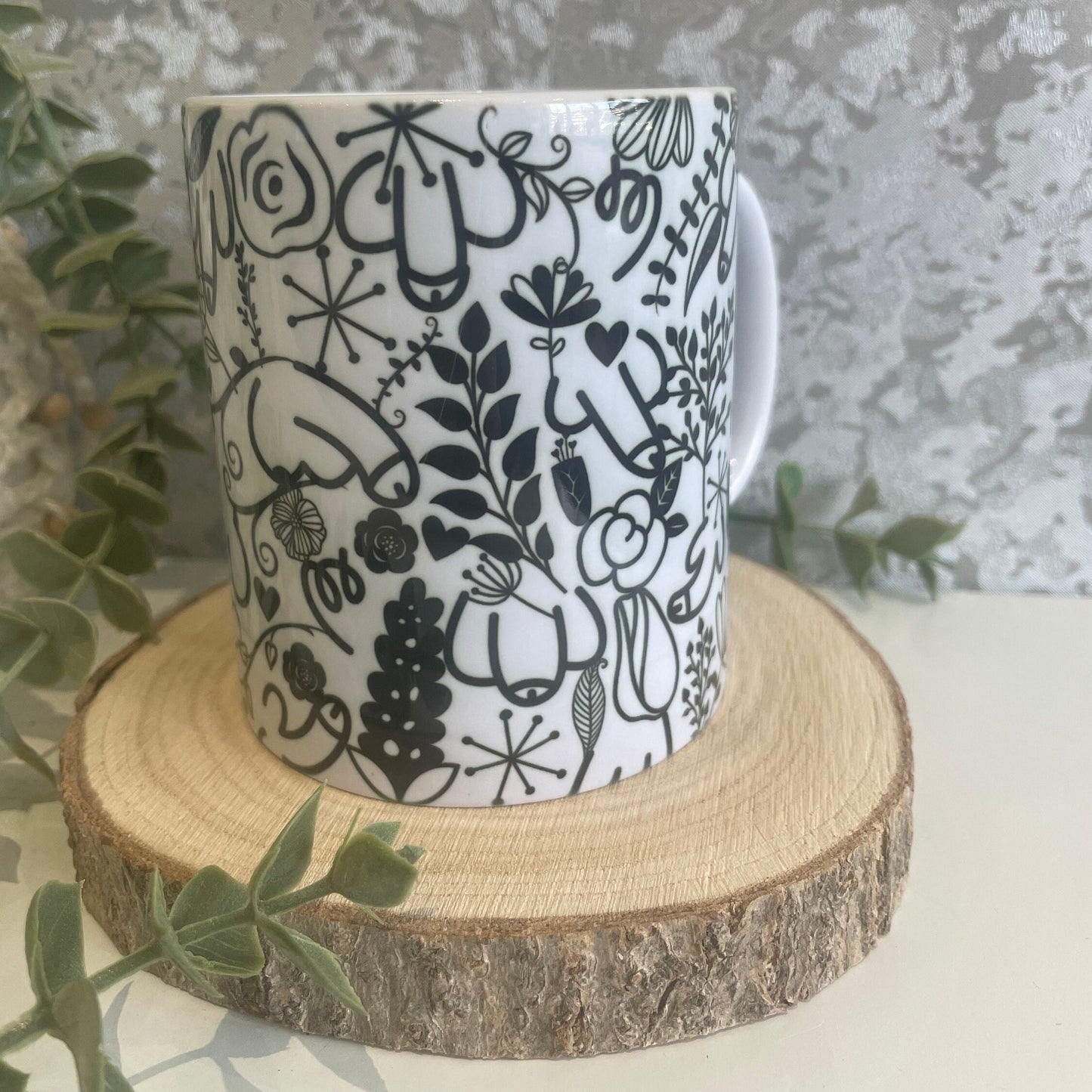 Funny Novelty Willy & Flowers Mug