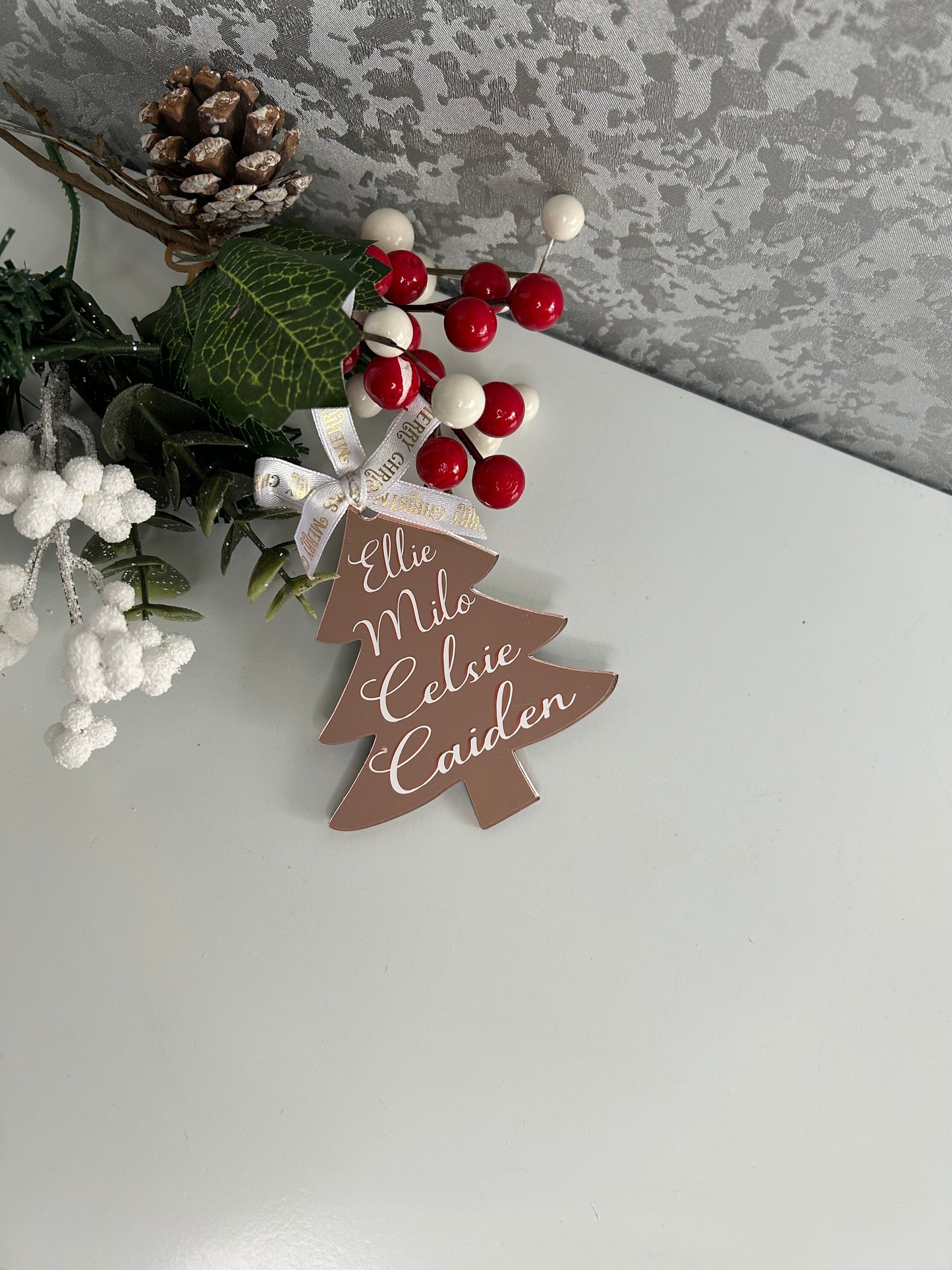 Personalised Christmas Tree Shaped Bauble decoration