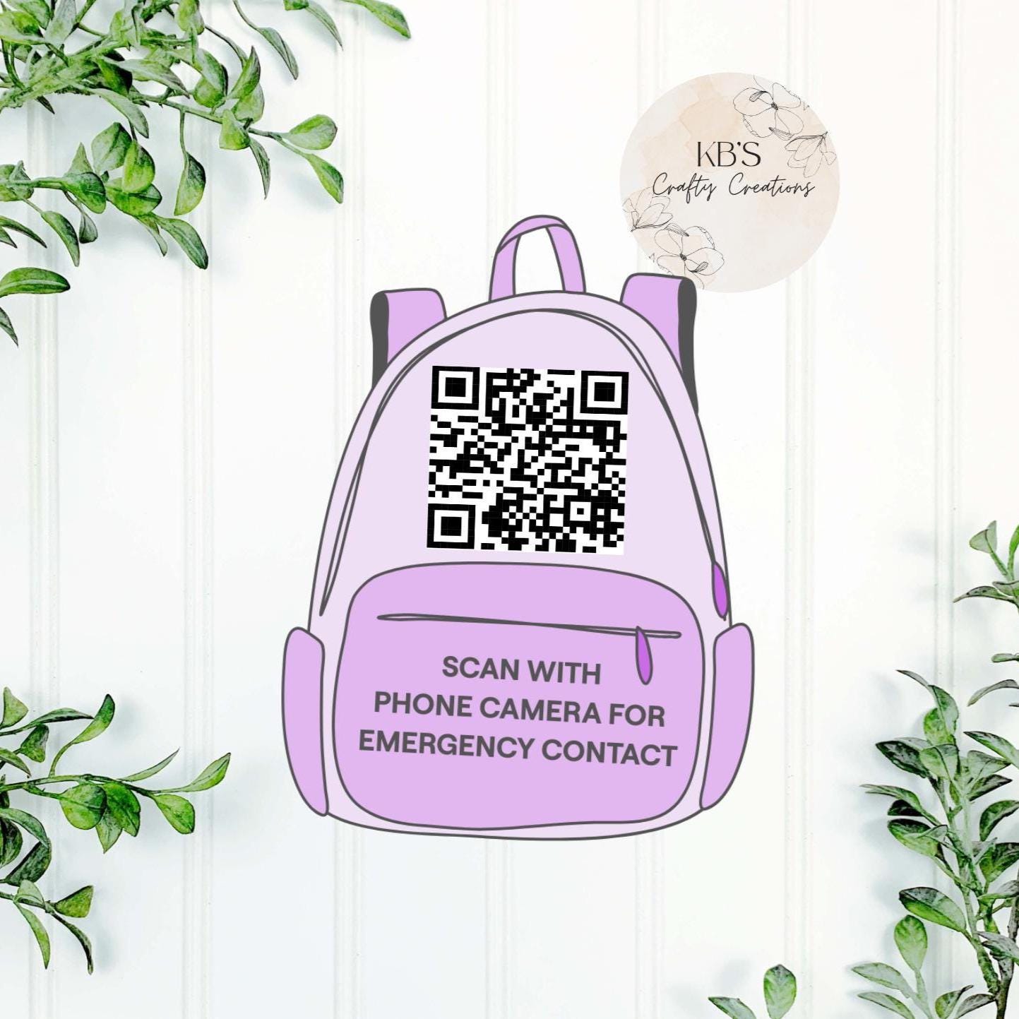 Back To School Emergency QR Code Backpack Keyring