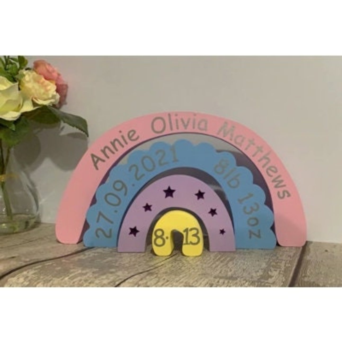 Wooden Rainbow Stacker-New-born Baby Keepsake Gift