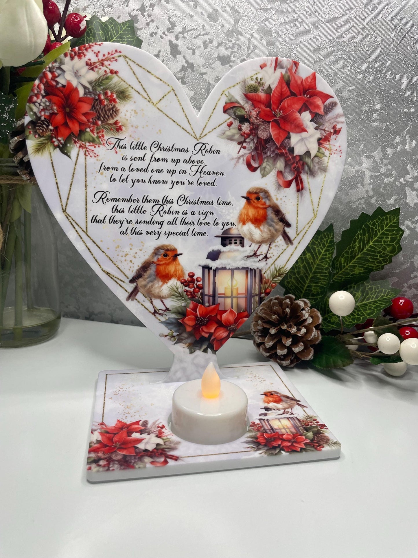 Christmas Remembrance Robin Tealight