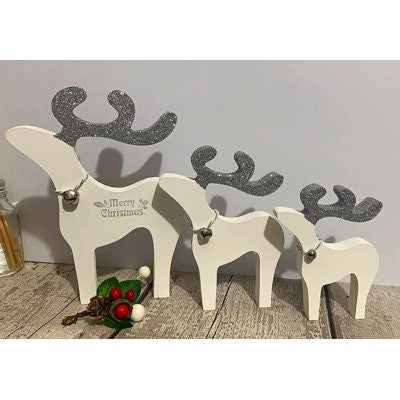 Set of Three Wooden Family Reindeers