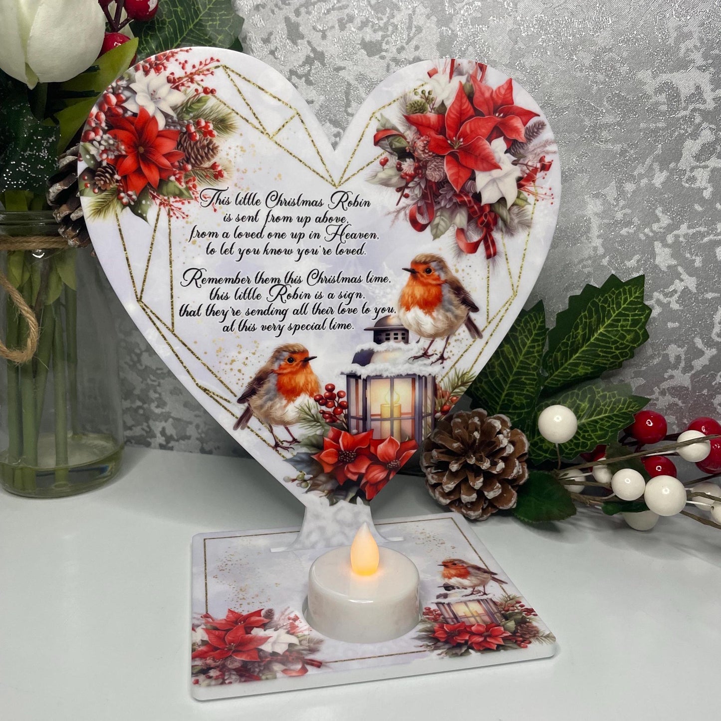 Christmas Remembrance Robin Tealight