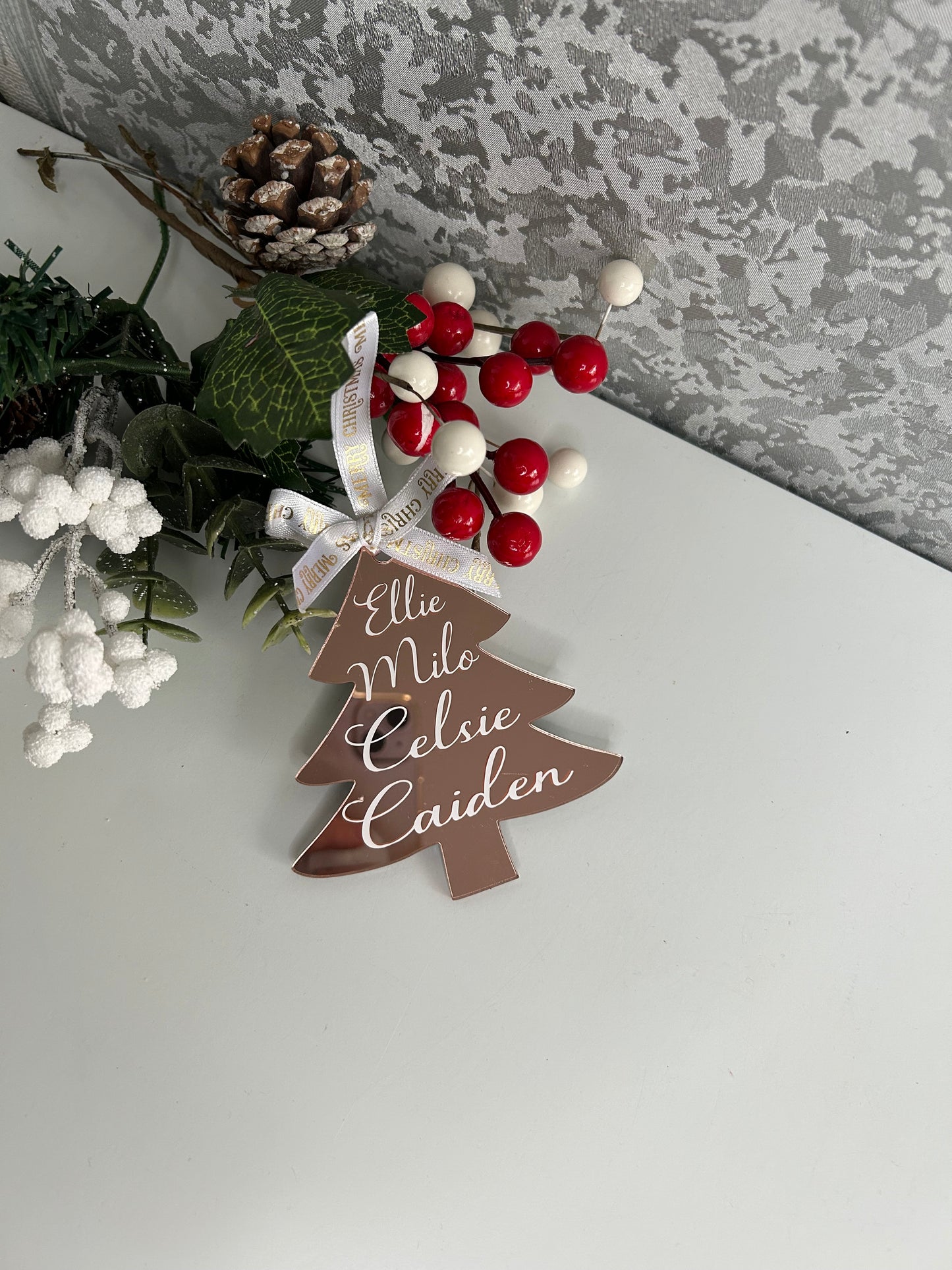 Personalised Christmas Tree Shaped Bauble decoration
