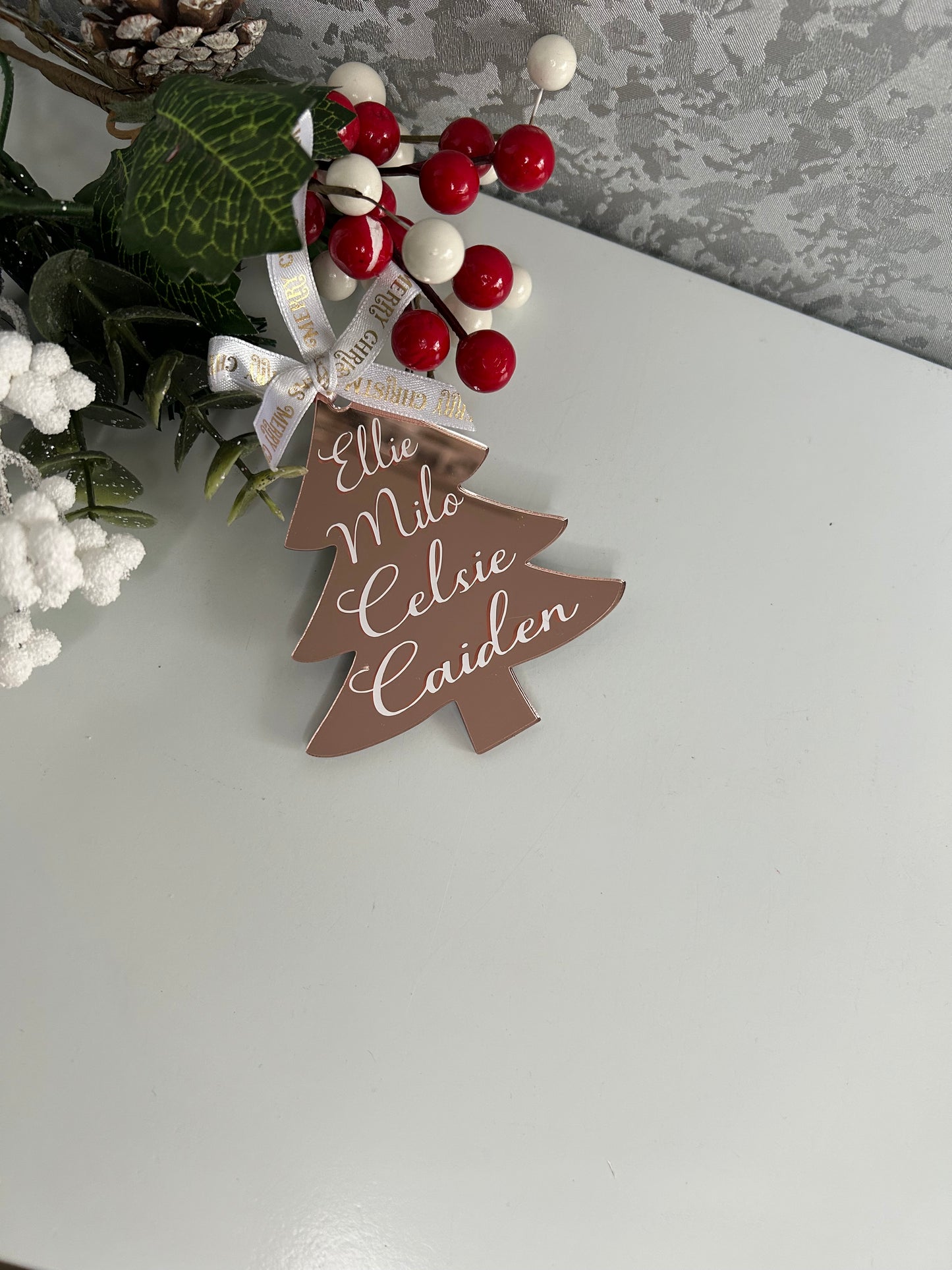 Personalised Christmas Tree Shaped Bauble decoration