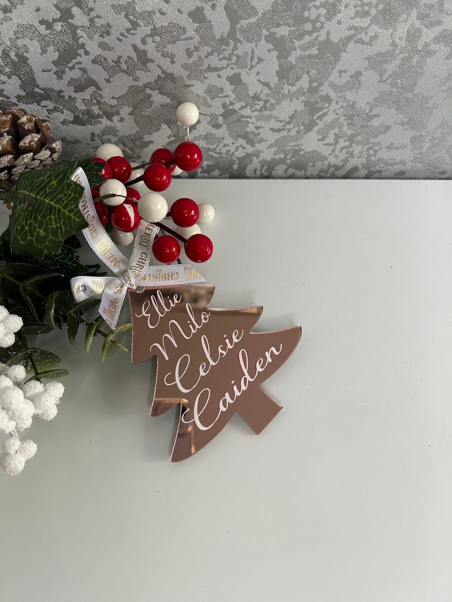 Personalised Christmas Tree Shaped Bauble decoration