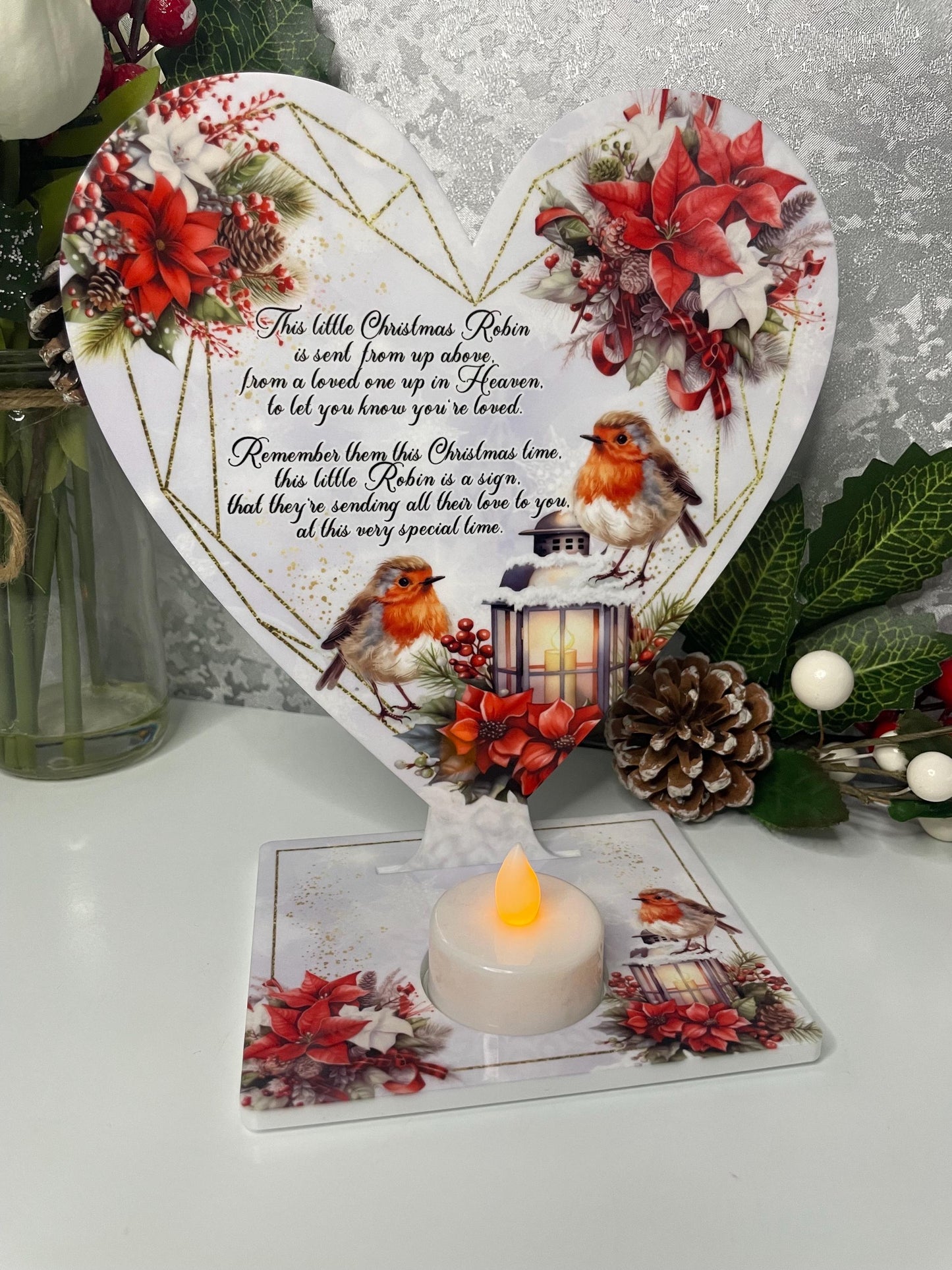 Christmas Remembrance Robin Tealight
