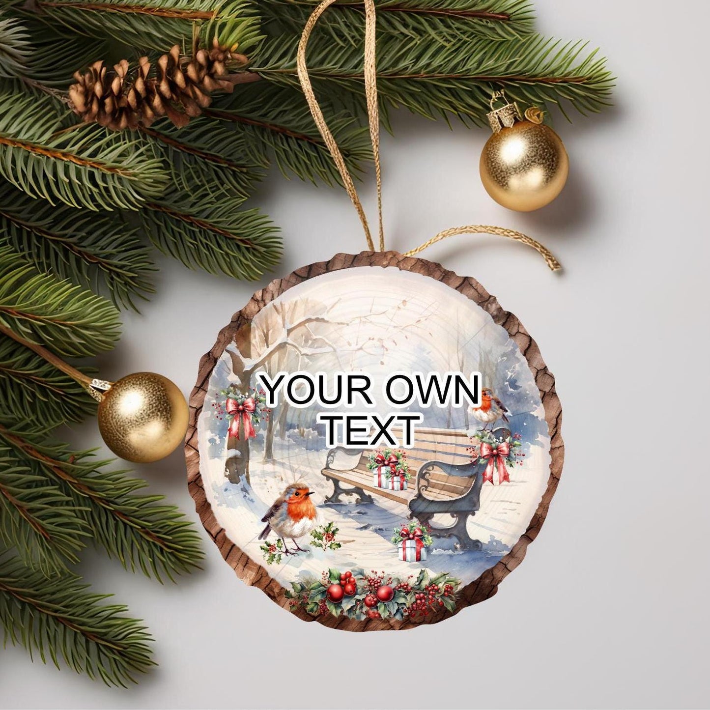 Missing You At Christmas Time Memorial Log Slice Bauble