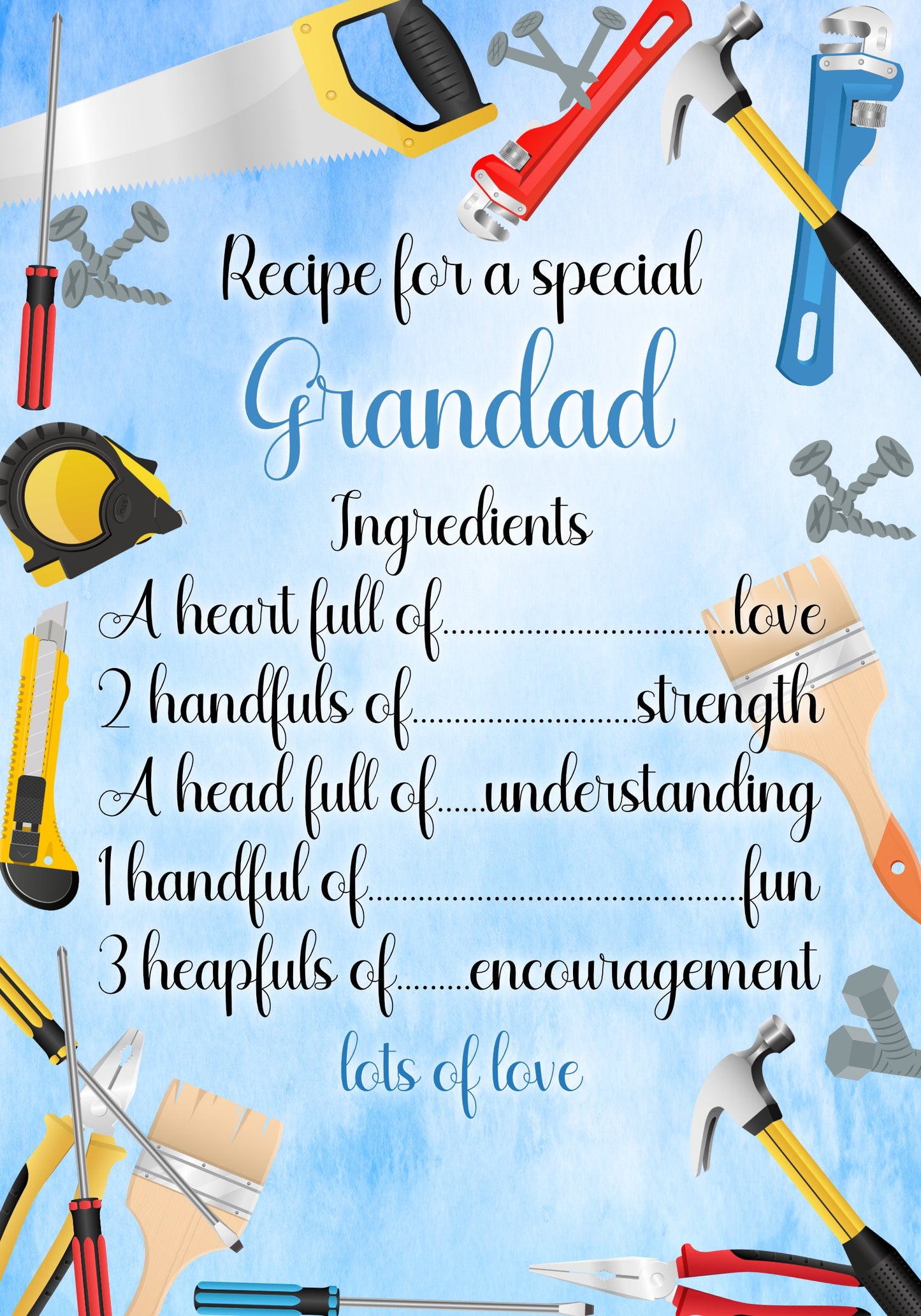 Recipe For A Special Grandad Plaque