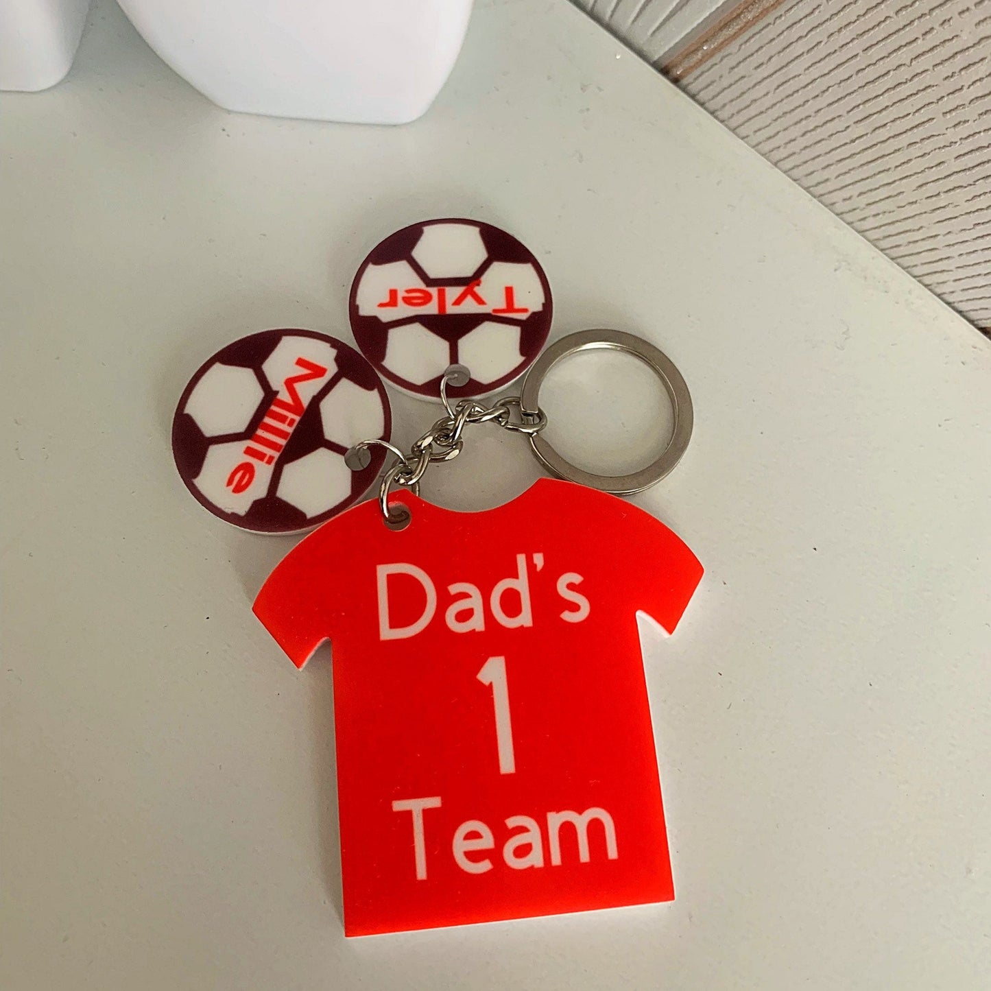 Dad's Football Team T-Shirt Keyring