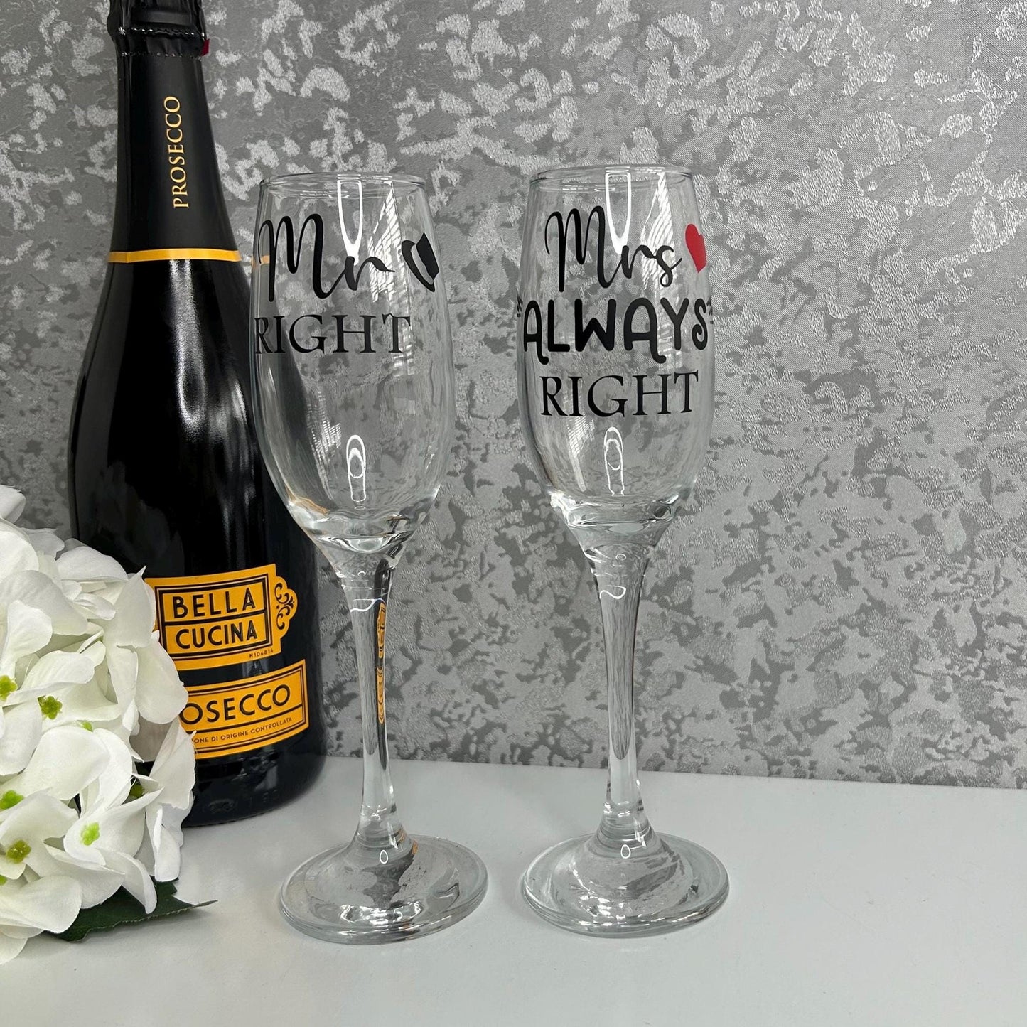 Mr Right & Mrs Always Right Champagne Glasses