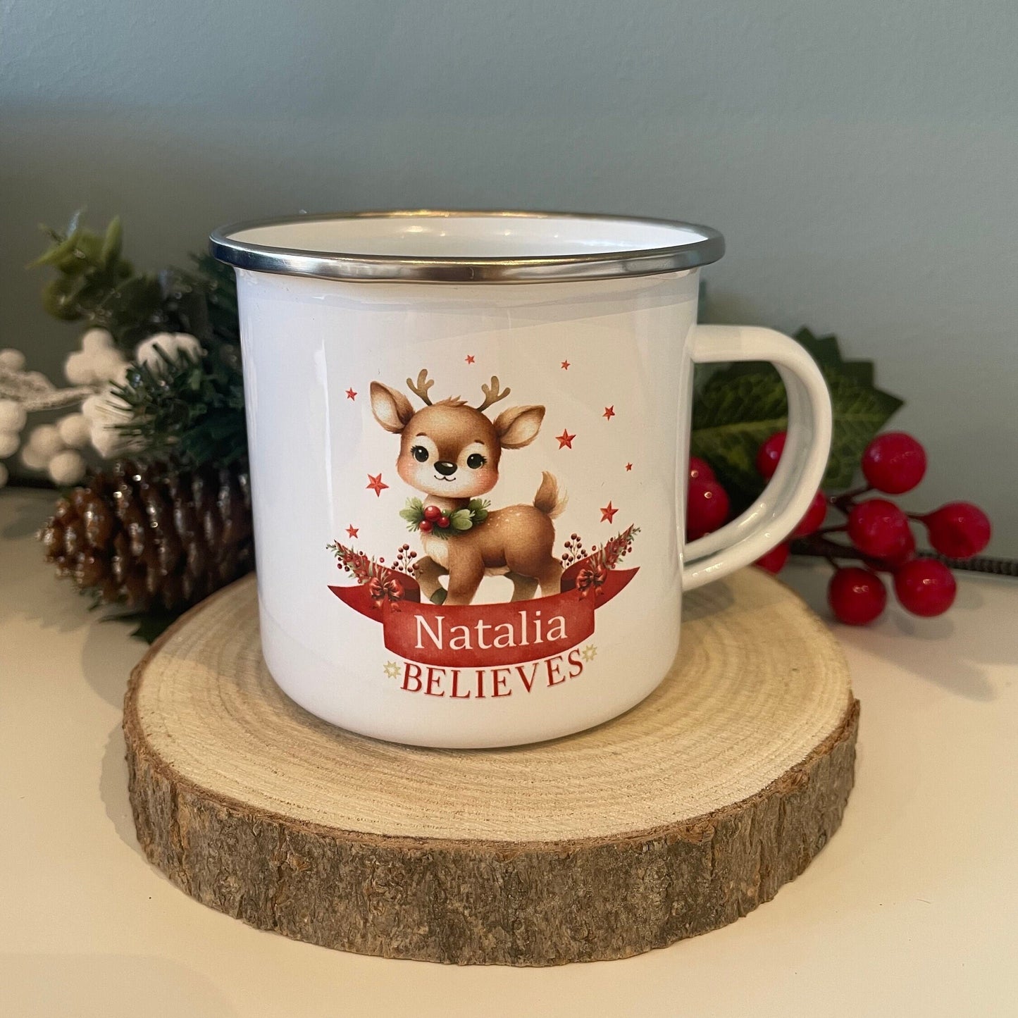 Cute Reindeer - I Believe In Santa Mug