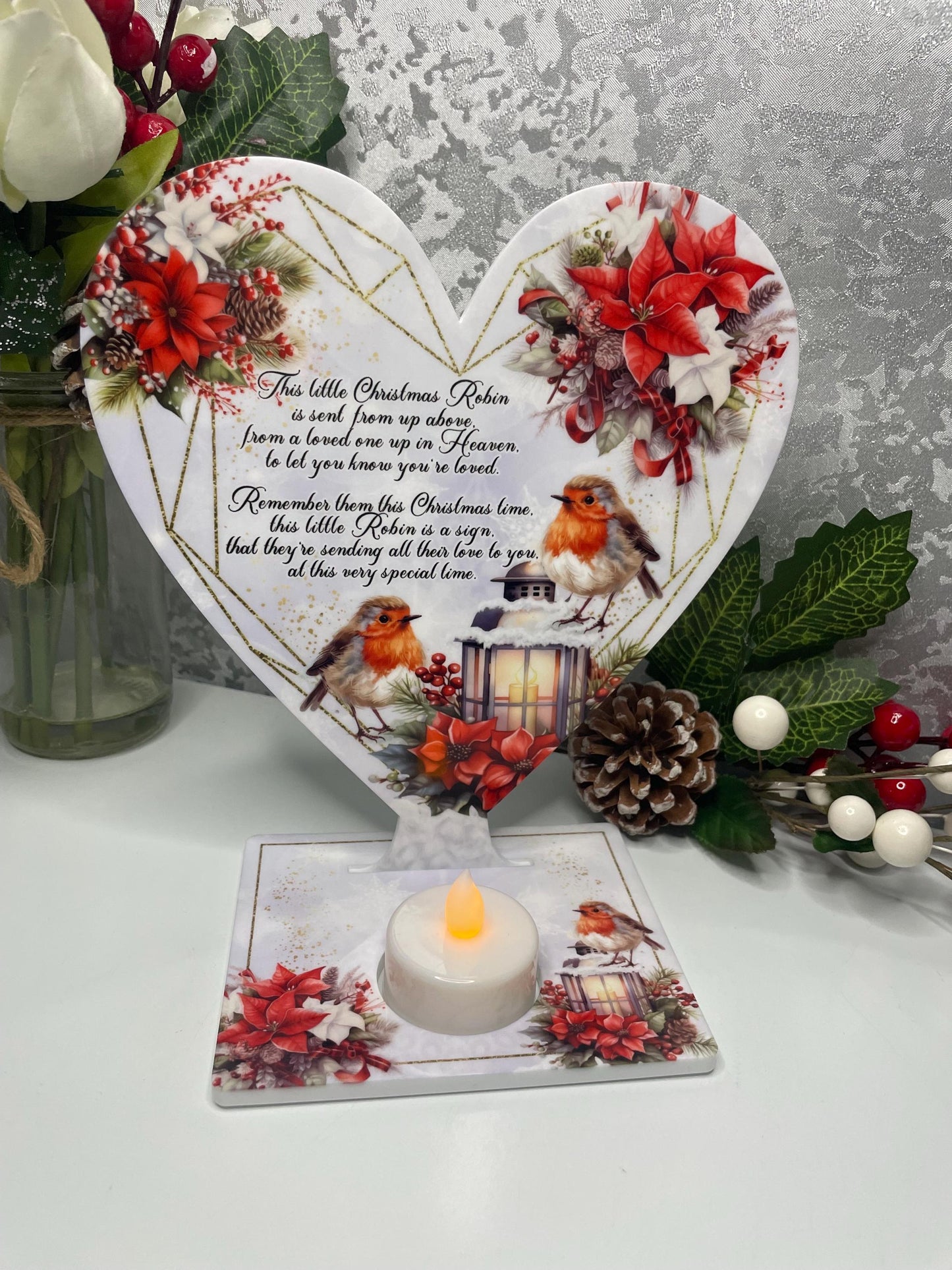 Christmas Remembrance Robin Tealight