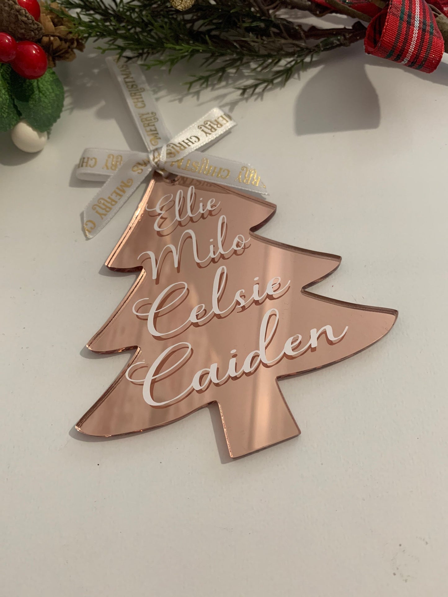 Personalised Christmas Tree Shaped Bauble decoration