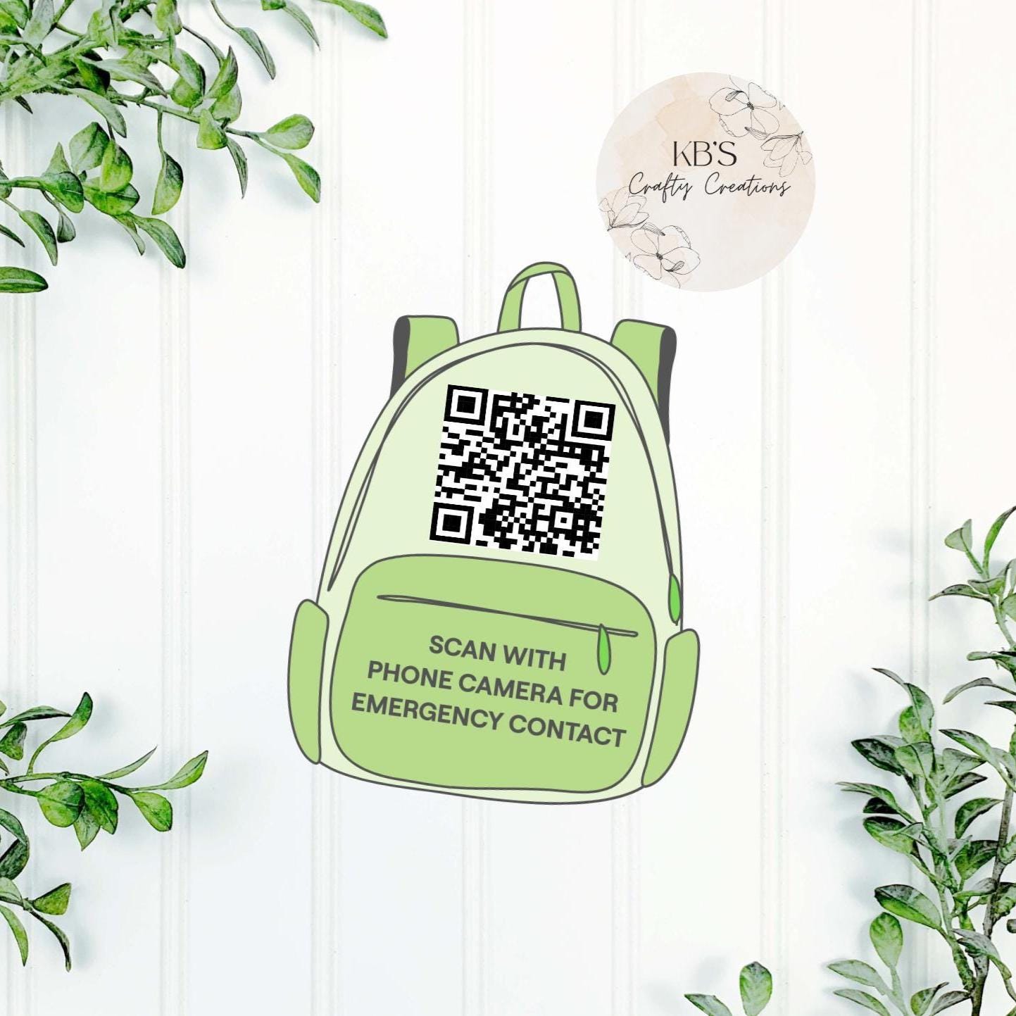 Back To School Emergency QR Code Backpack Keyring