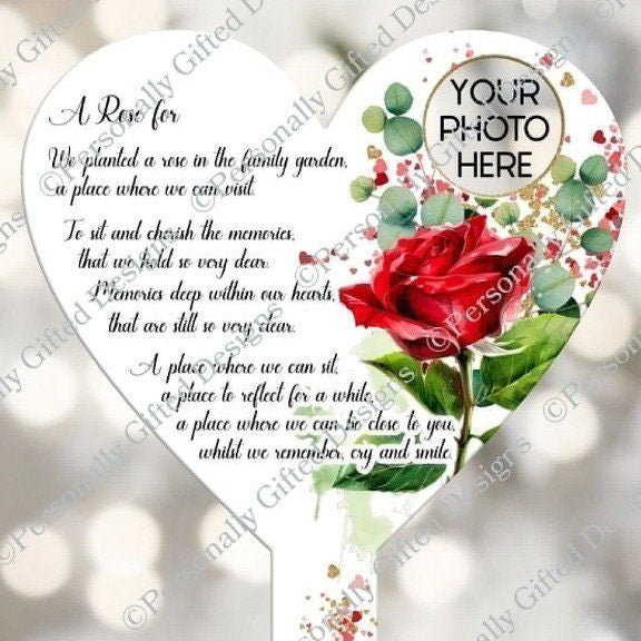 Rose Memorial Poem Heart Grave Marker