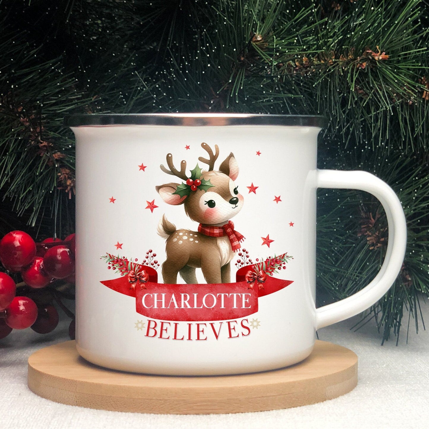 Cute Reindeer - I Believe In Santa Mug