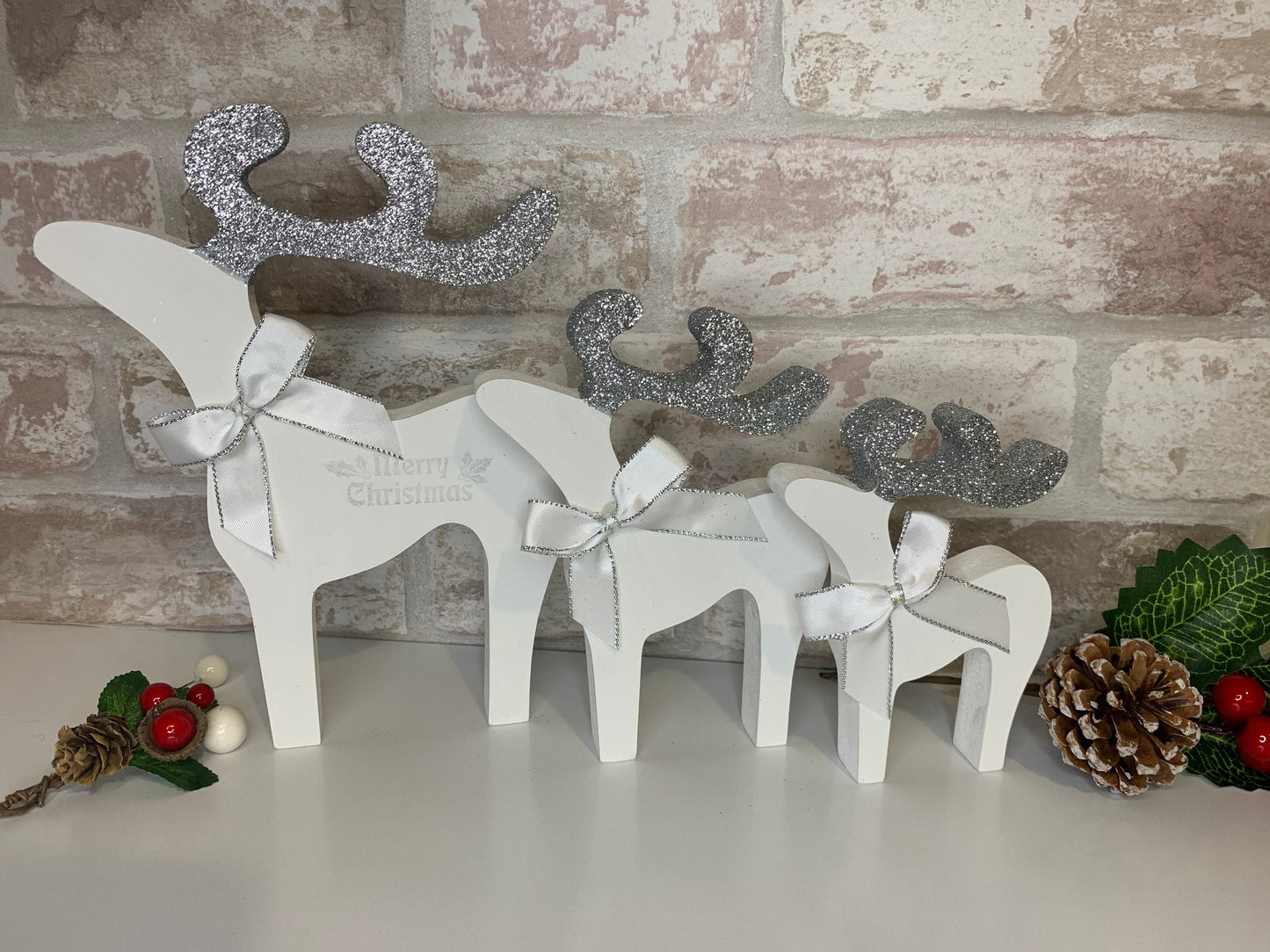 Set of Three Wooden Family Reindeers