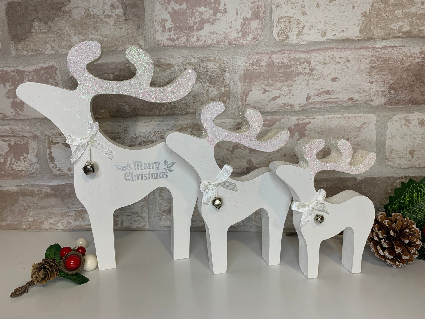Set of Three Wooden Family Reindeers
