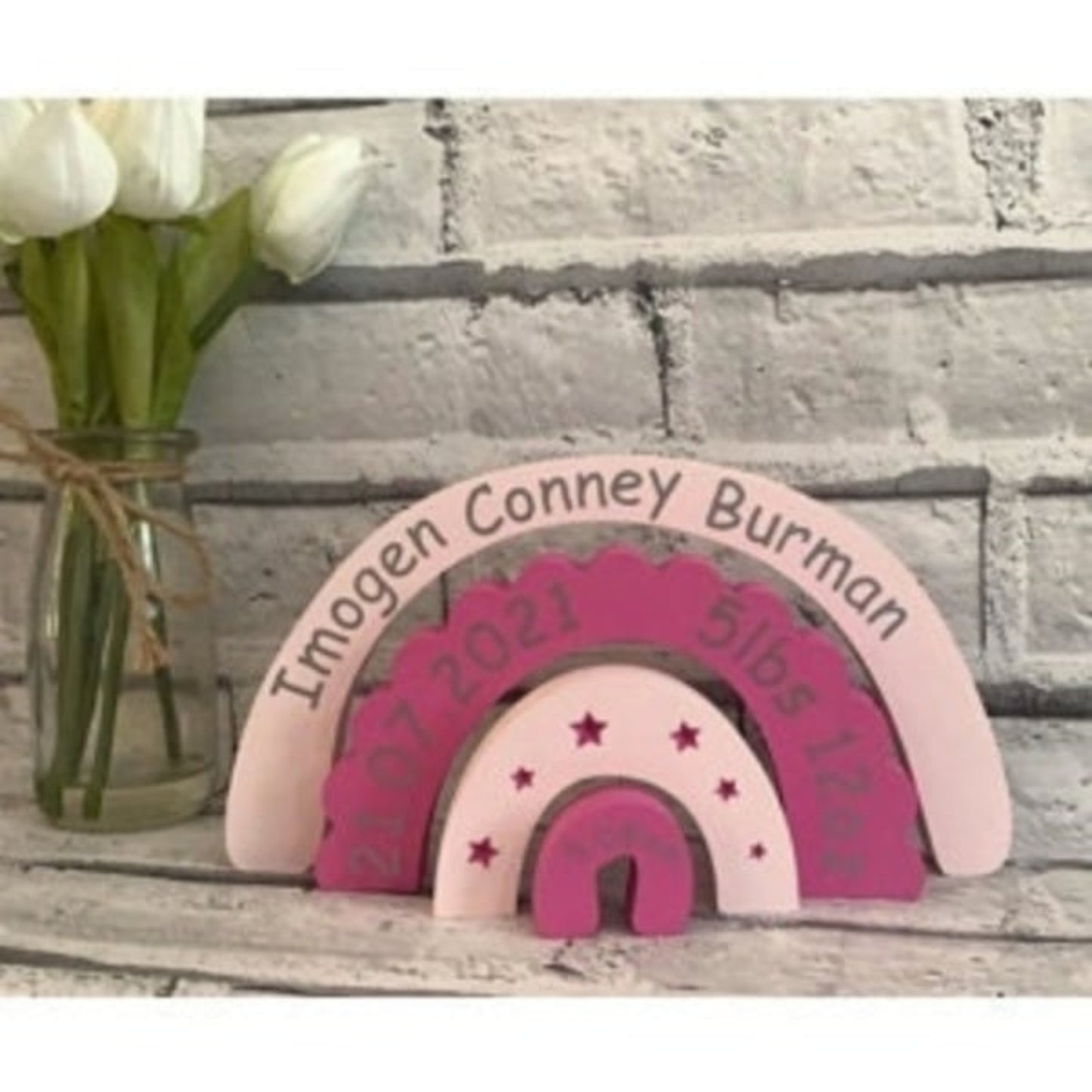 Wooden Rainbow Stacker-New-born Baby Keepsake Gift
