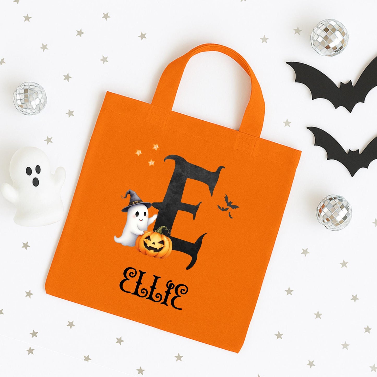 Initials Trick or Treat Halloween Tote Bag