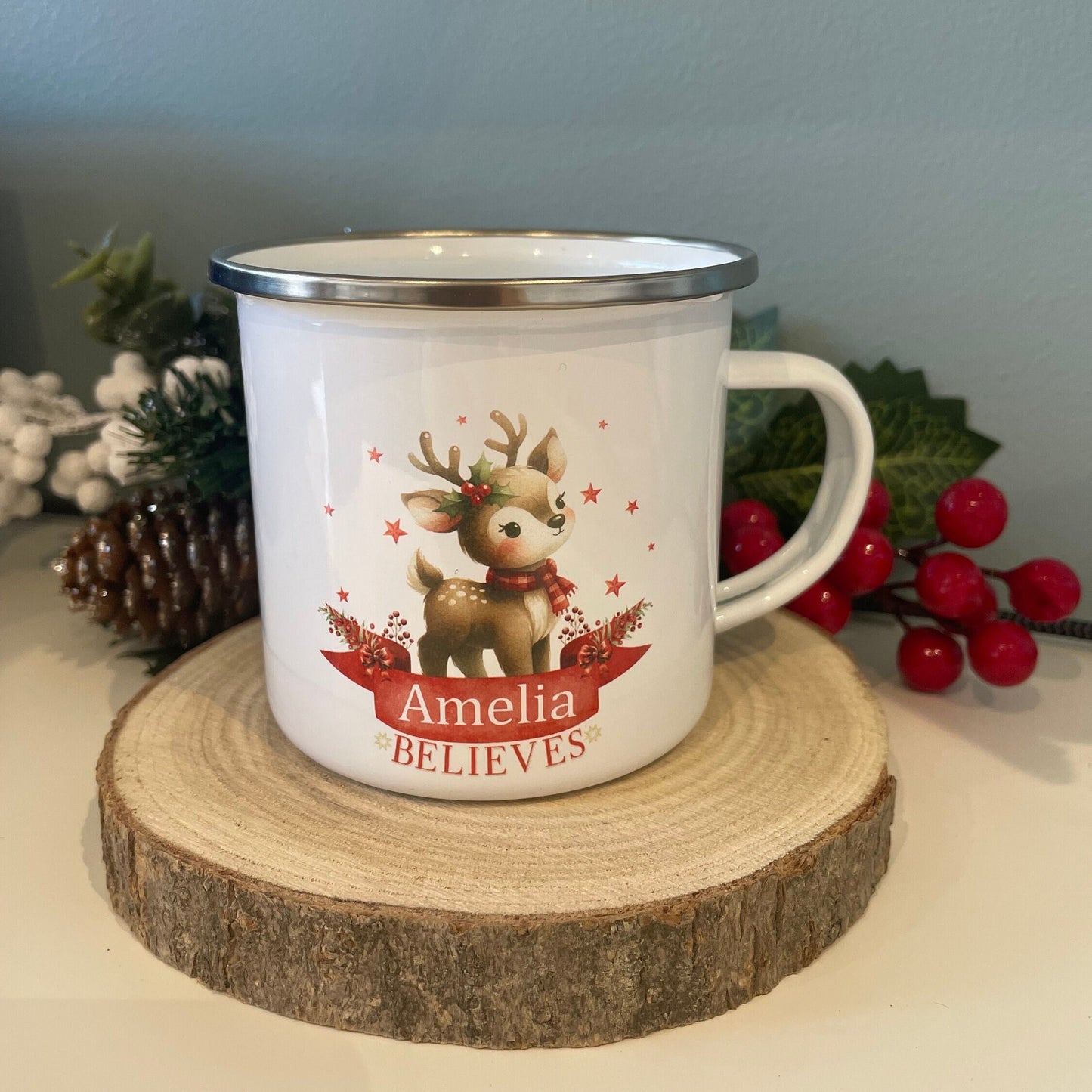 Cute Reindeer - I Believe In Santa Mug