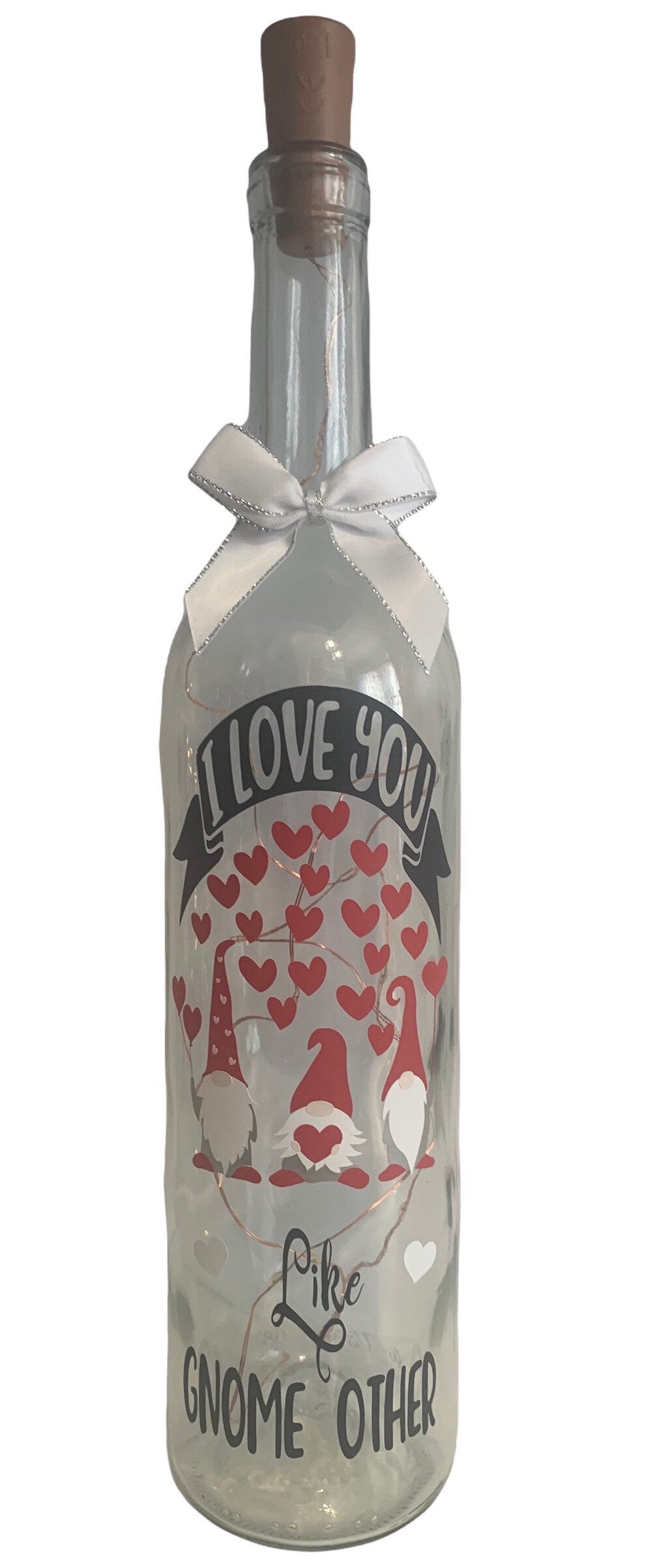 'I Love You like Gnome Other' LED Light Up Wine Bottles