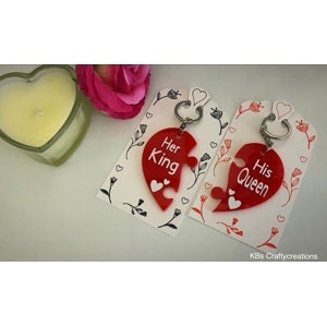 His Queen Her King Heart keychains