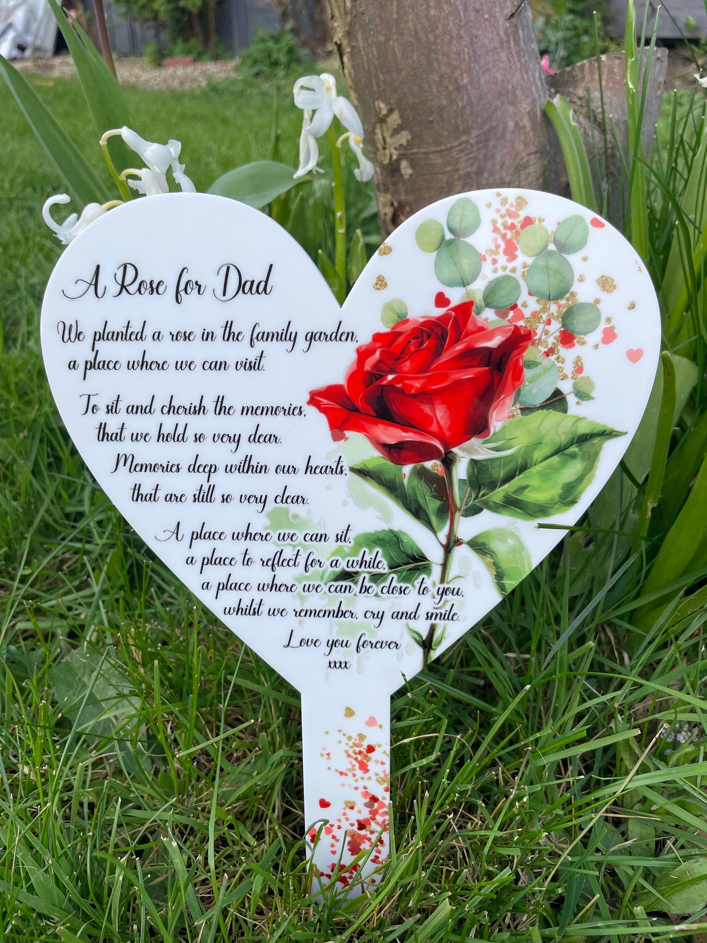 Rose Memorial Poem Heart Grave Marker