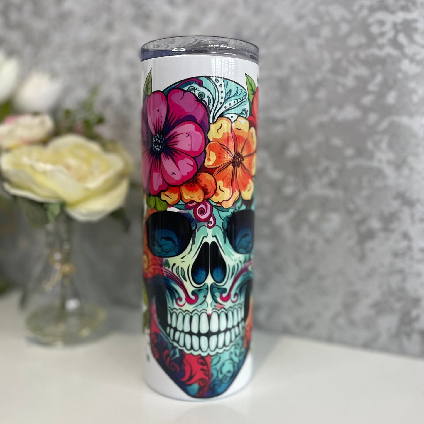 Skull With Flowers 20oz Tumbler