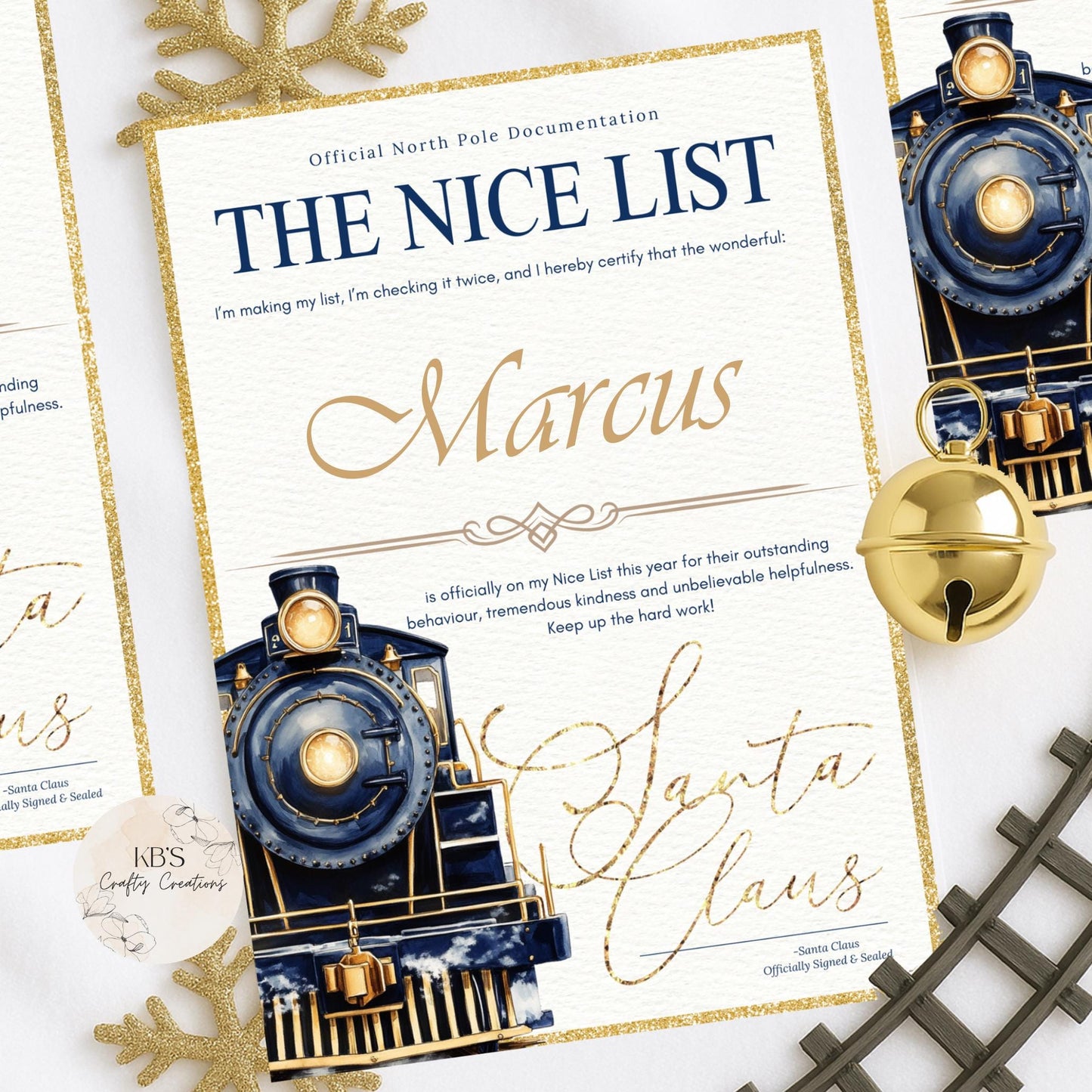 Personalised Santa's Nice List Certificate- Polar Express
