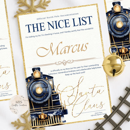 Personalised Santa's Nice List Certificate- Polar Express
