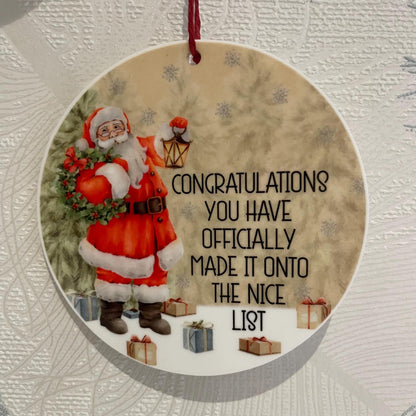 Your On Santa's Nice List Bauble