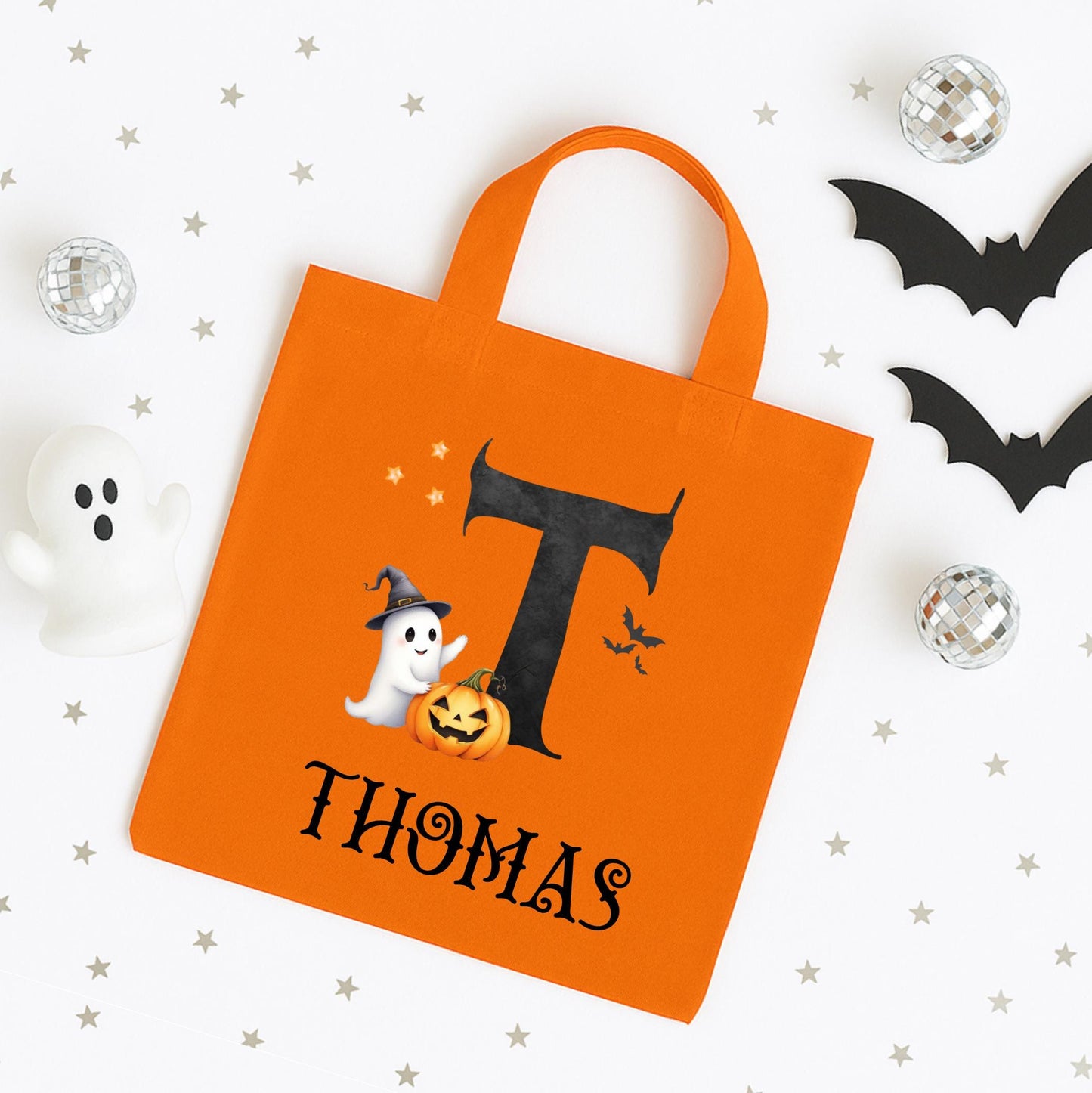 Initials Trick or Treat Halloween Tote Bag